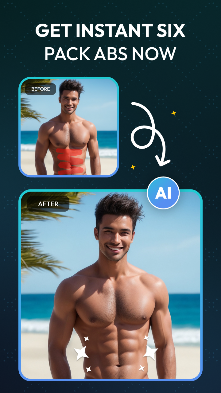اسکرین شات 2 برنامه AI Six Packs Abs Photo Editor