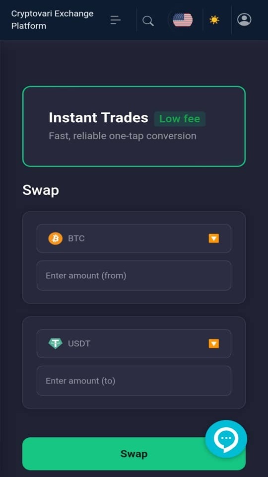 اسکرین شات 9 برنامه صرافی رمز ارز کریپتو واری
