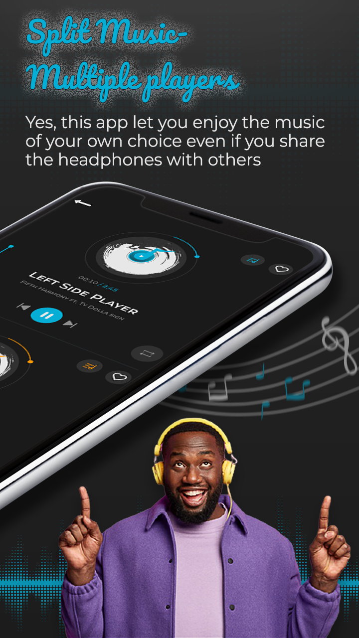 اسکرین شات 3 برنامه Split Music Player: Dual Audio