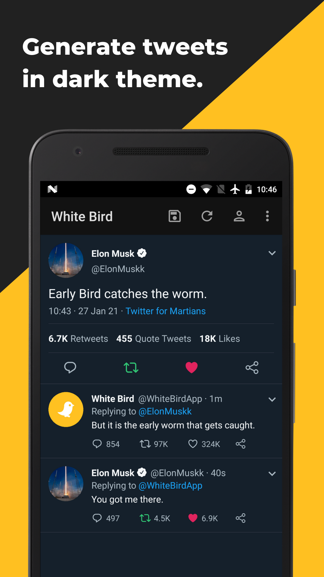 اسکرین شات 7 برنامه White Bird: Tweet Generator