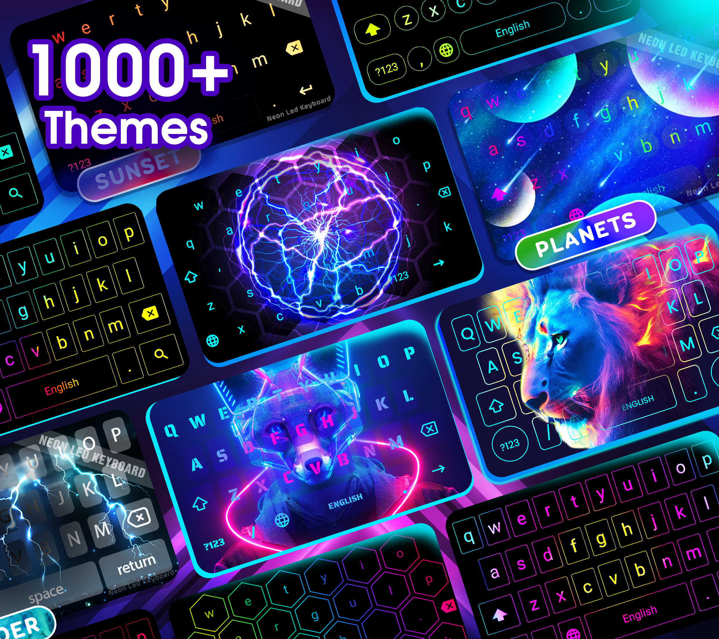 اسکرین شات 1 برنامه Neon LED Keyboard: RGB & Emoji
