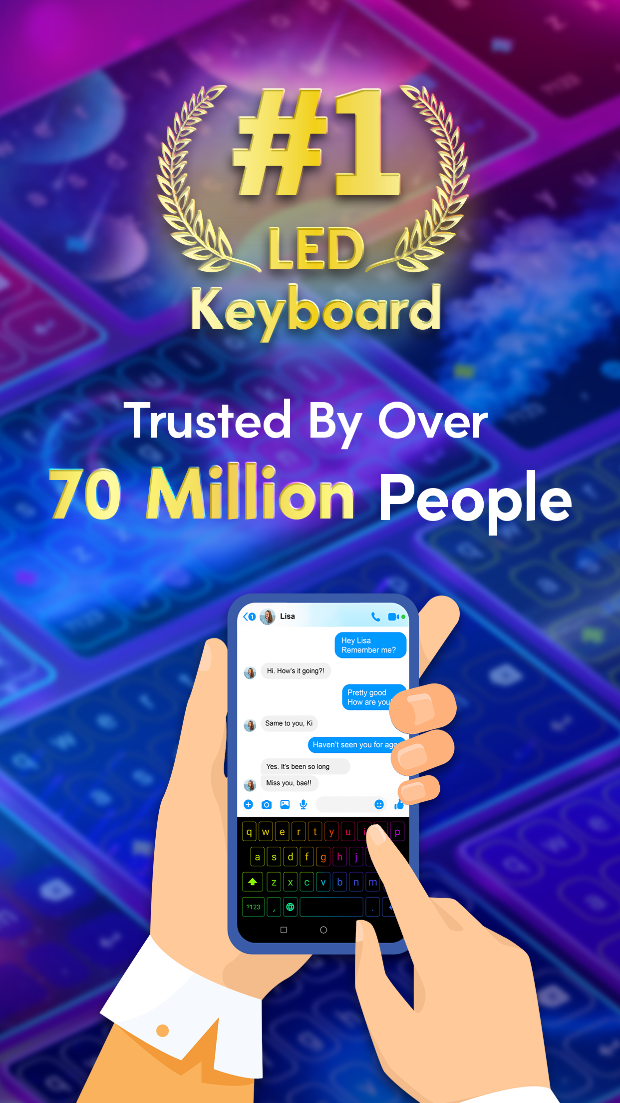اسکرین شات 2 برنامه Neon LED Keyboard: RGB & Emoji
