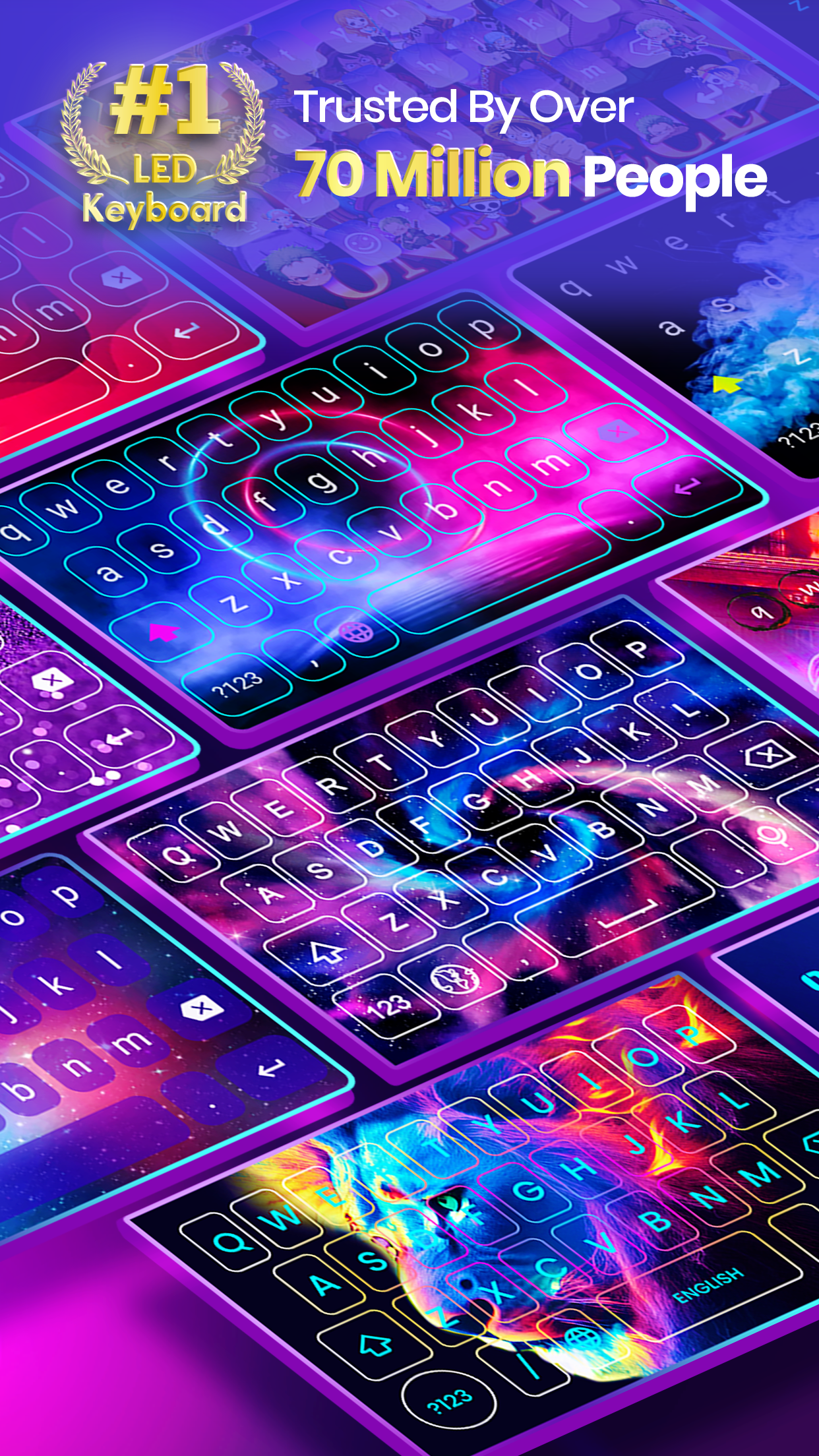 اسکرین شات 1 برنامه Neon LED Keyboard: RGB & Emoji