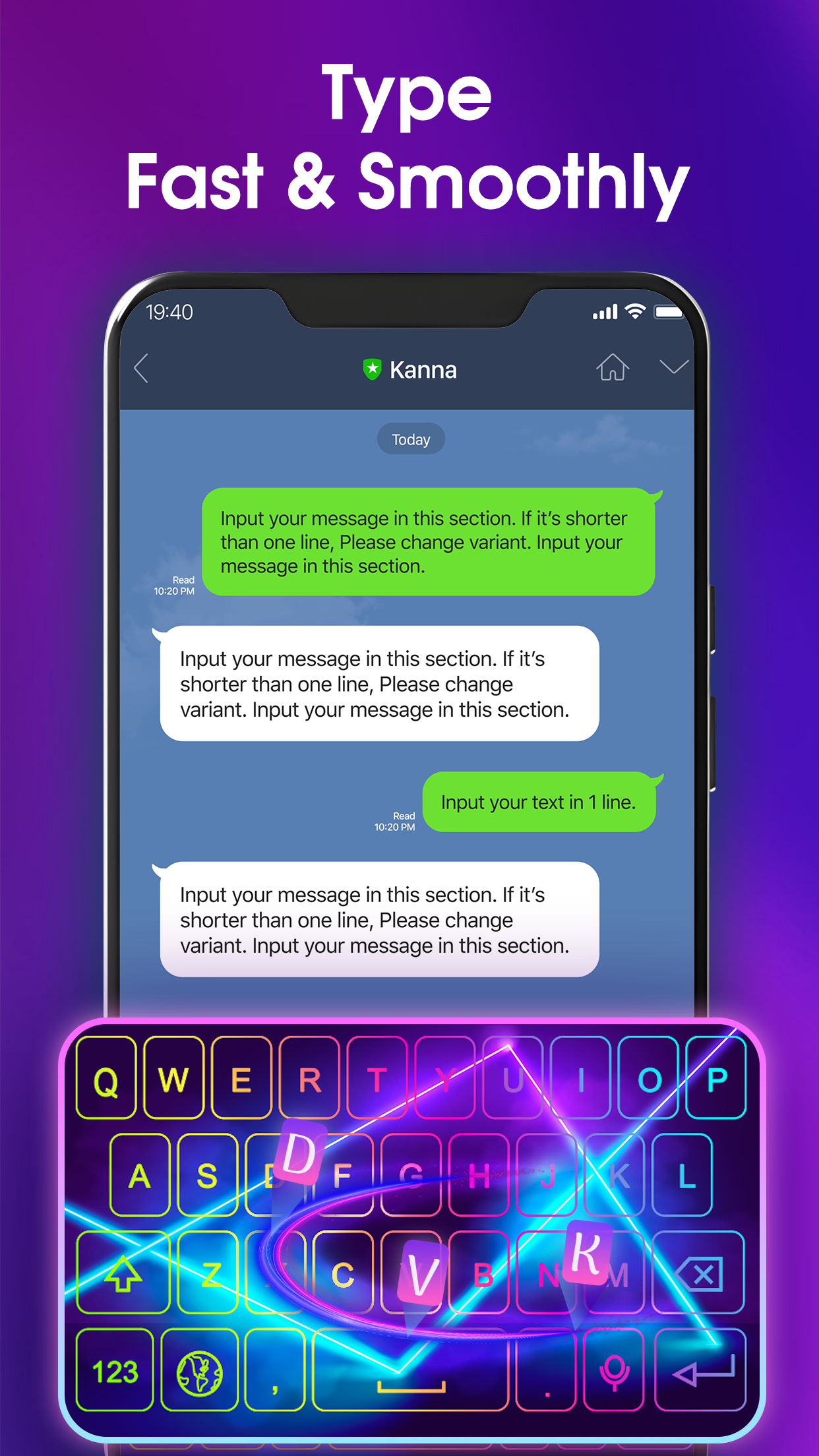 اسکرین شات 6 برنامه Neon LED Keyboard: RGB & Emoji