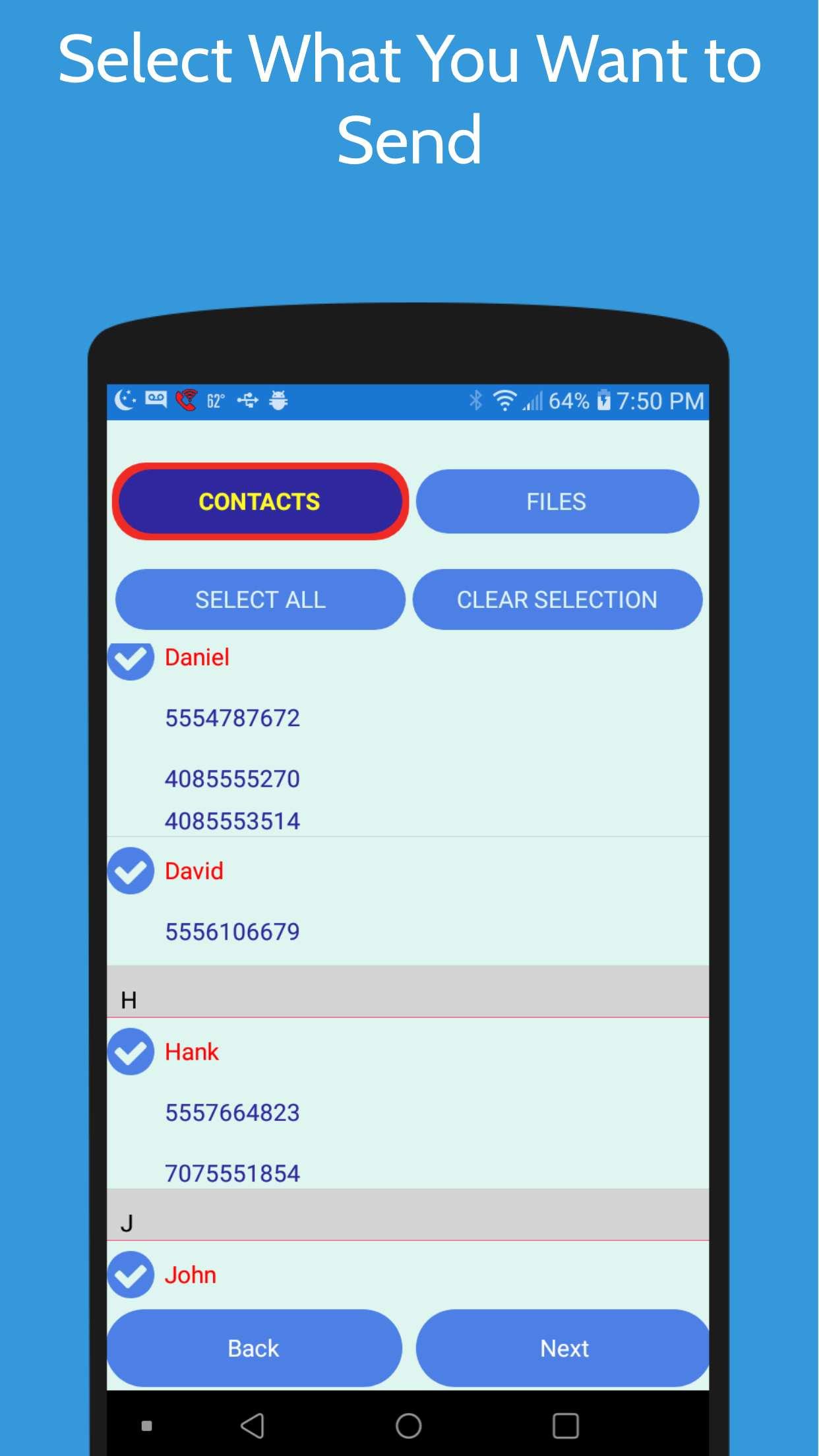 اسکرین شات 2 برنامه Direct Transfer Contacts/Files