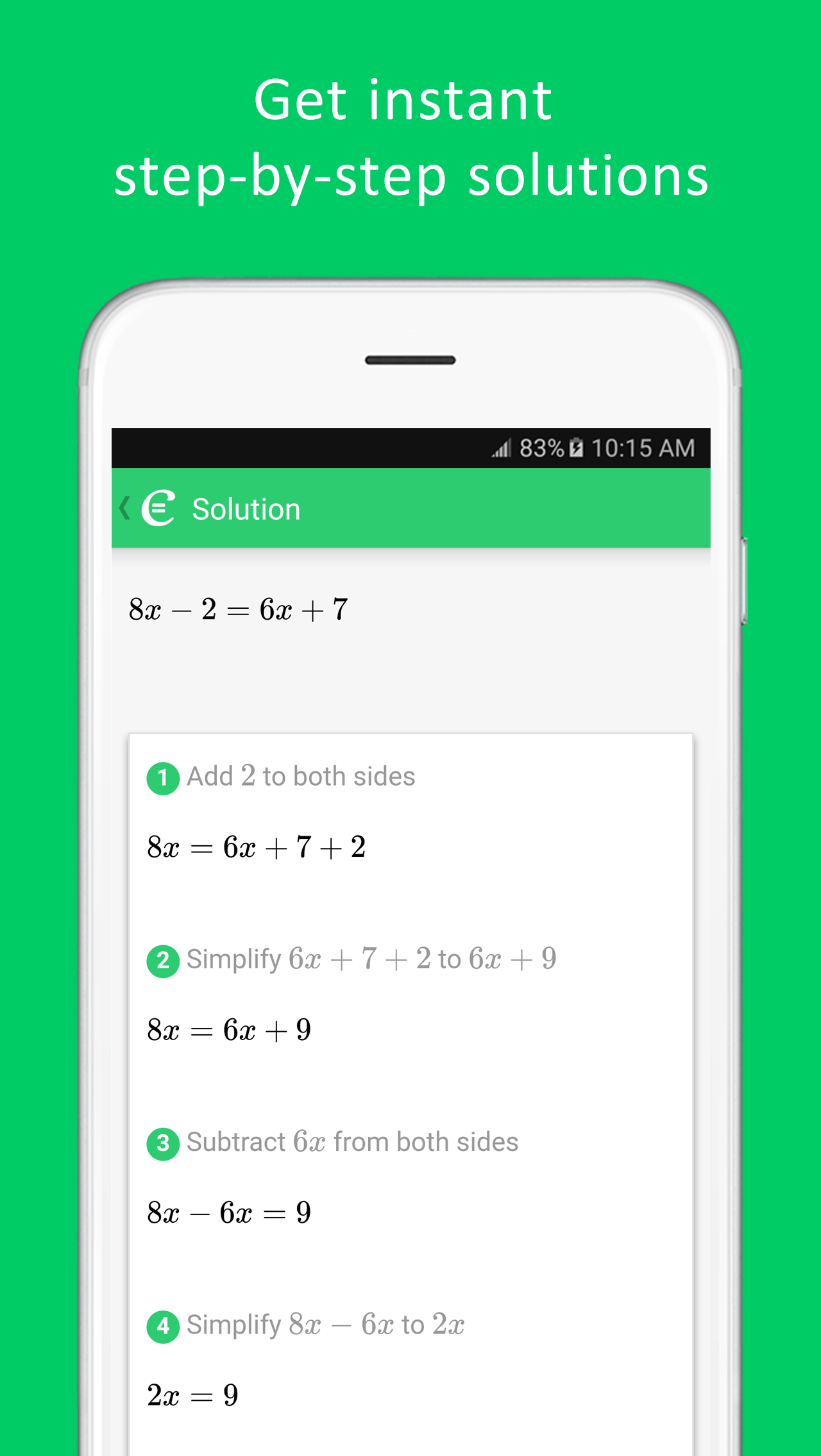 اسکرین شات 2 برنامه Cymath - Math Problem Solver