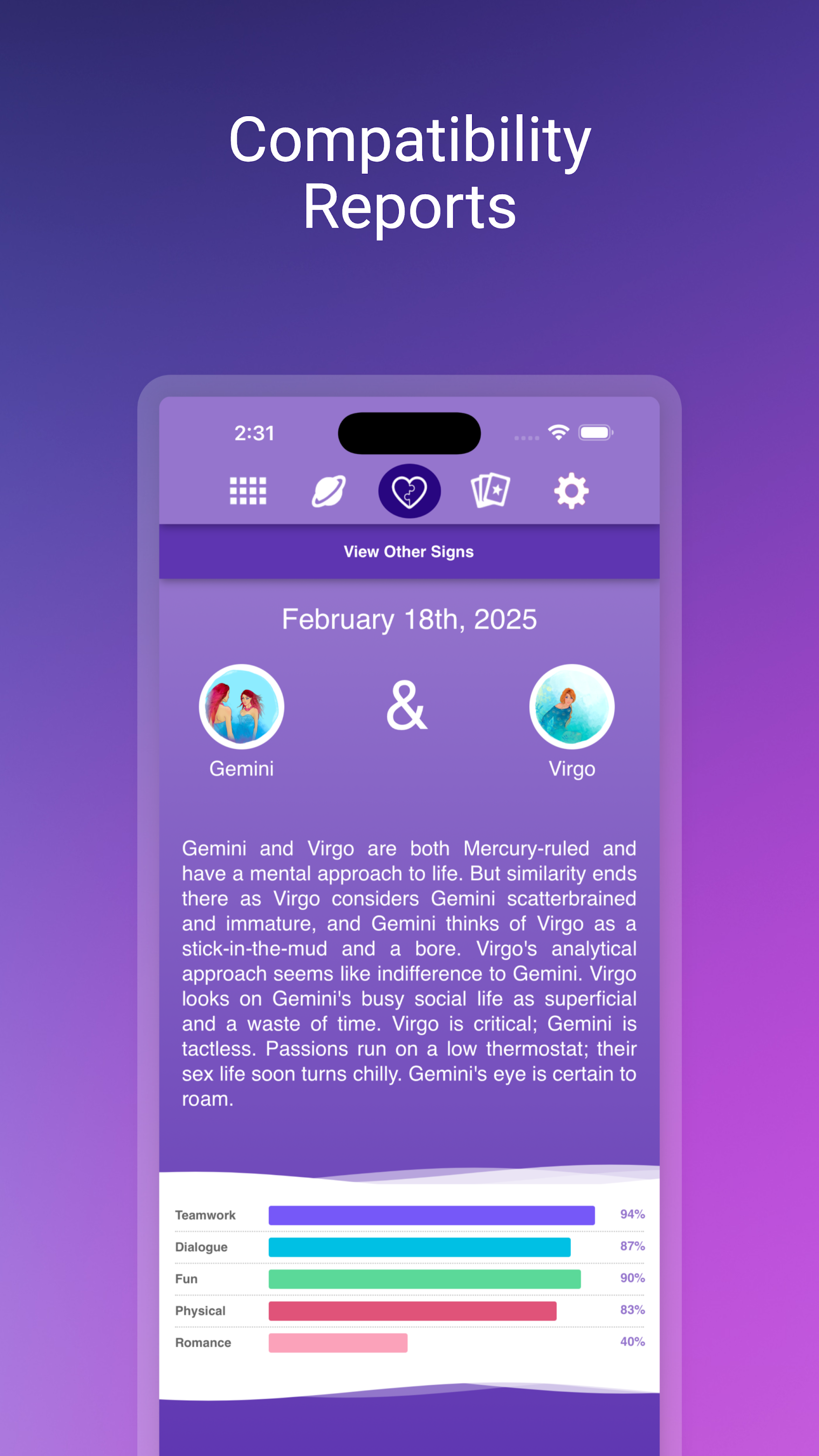 اسکرین شات 3 برنامه Horoscopes, Astrology & Tarot