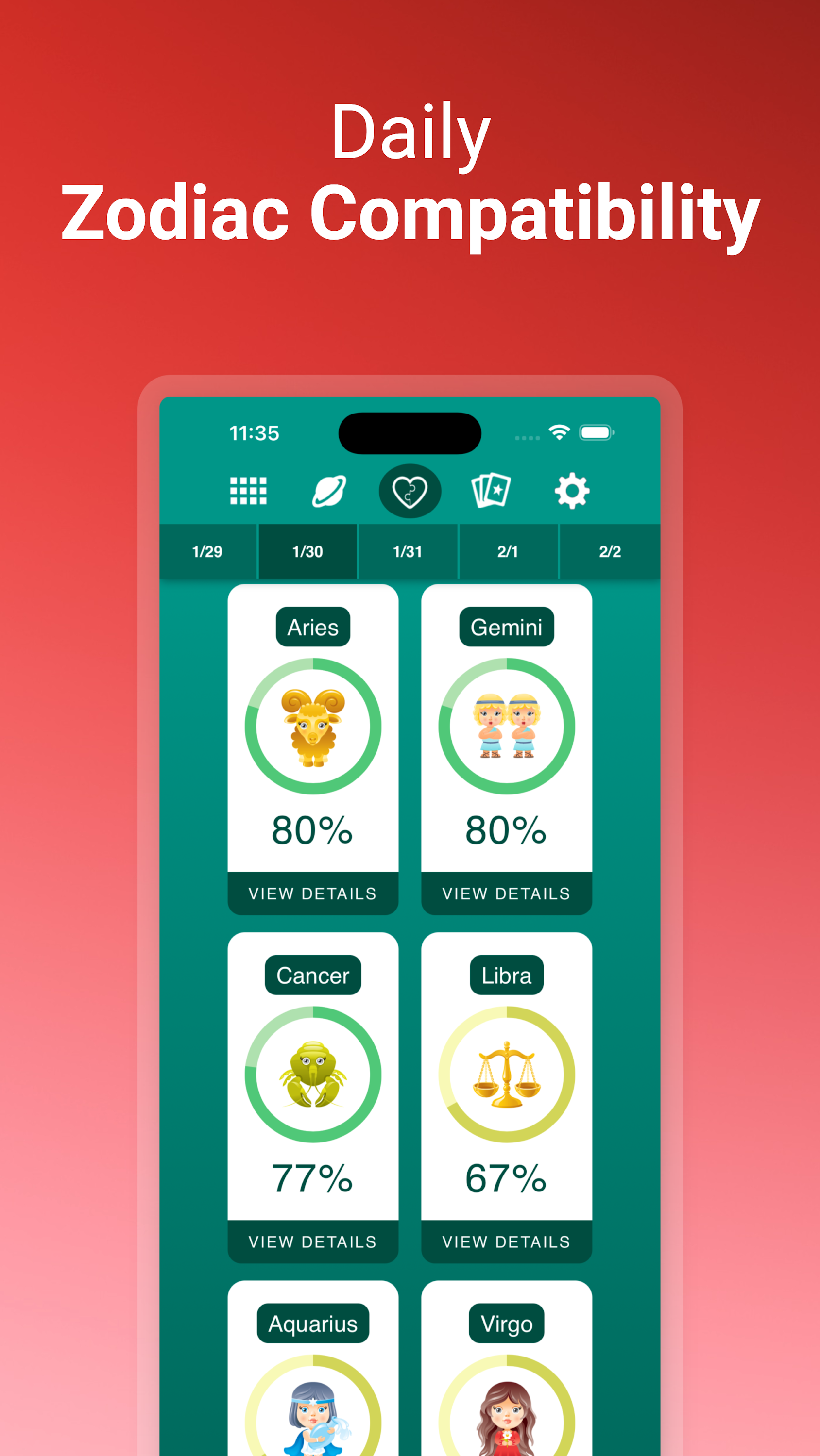 اسکرین شات 2 برنامه Love Horoscopes & Astrology