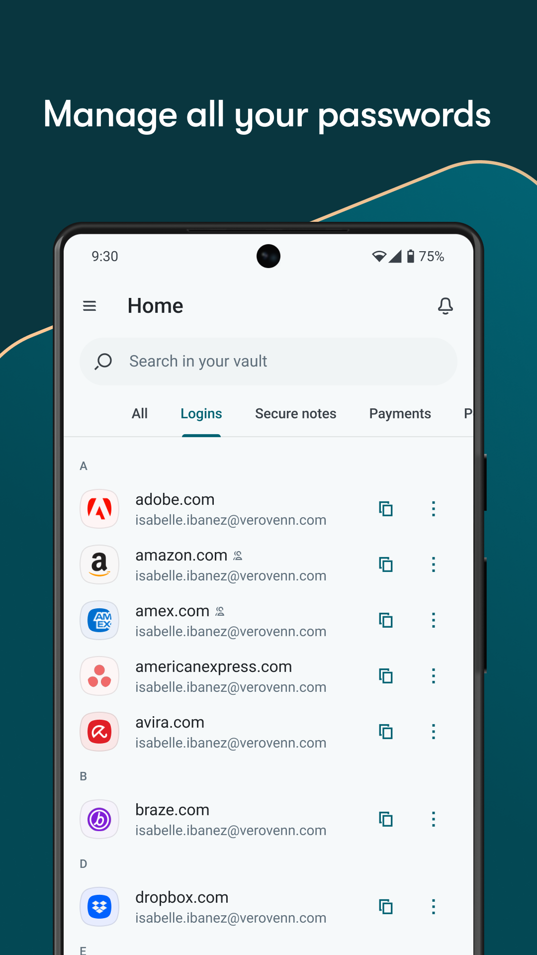 اسکرین شات 5 برنامه Dashlane Password Manager