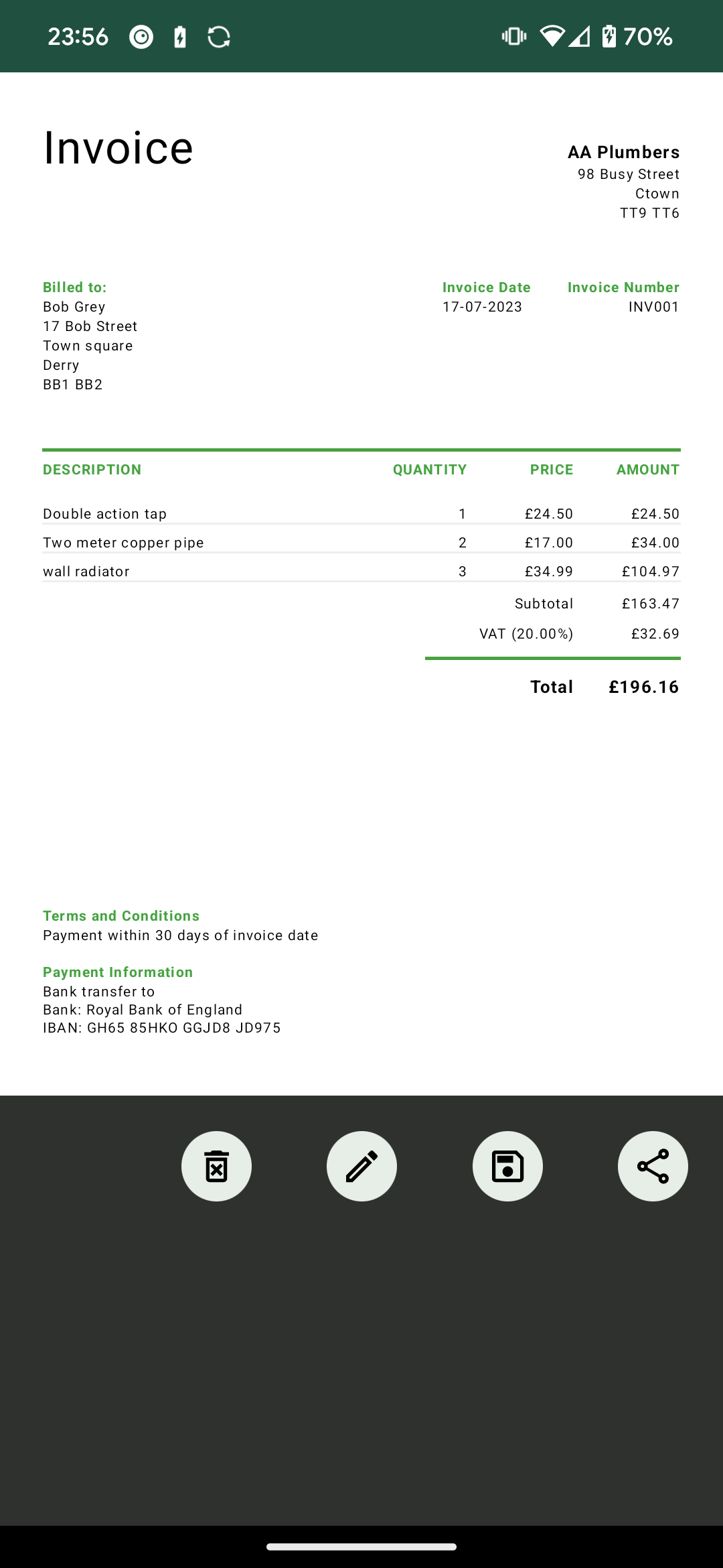 اسکرین شات 3 برنامه PDF Invoice Maker