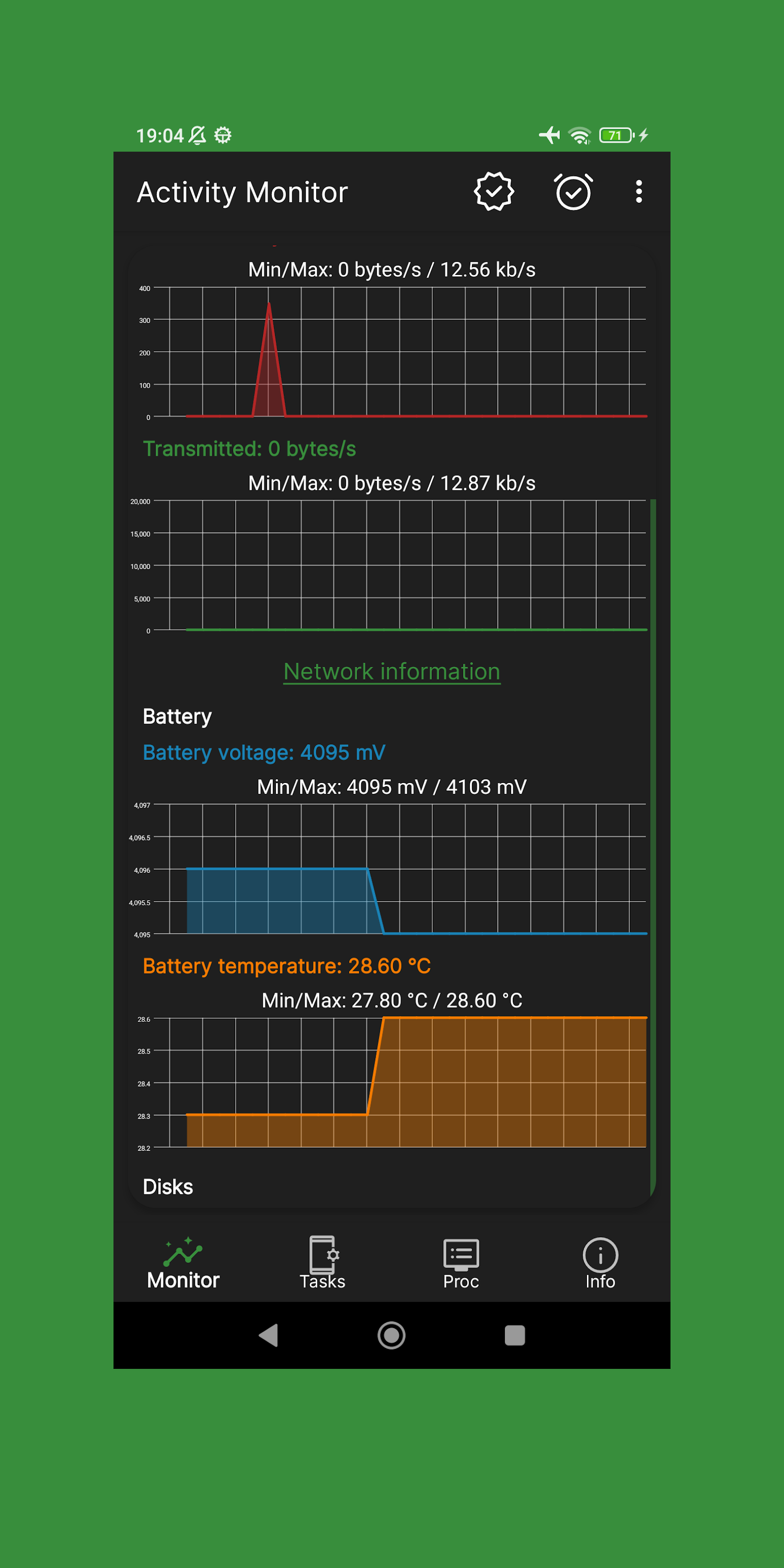 اسکرین شات 2 برنامه Activity Monitor: cpu, battery