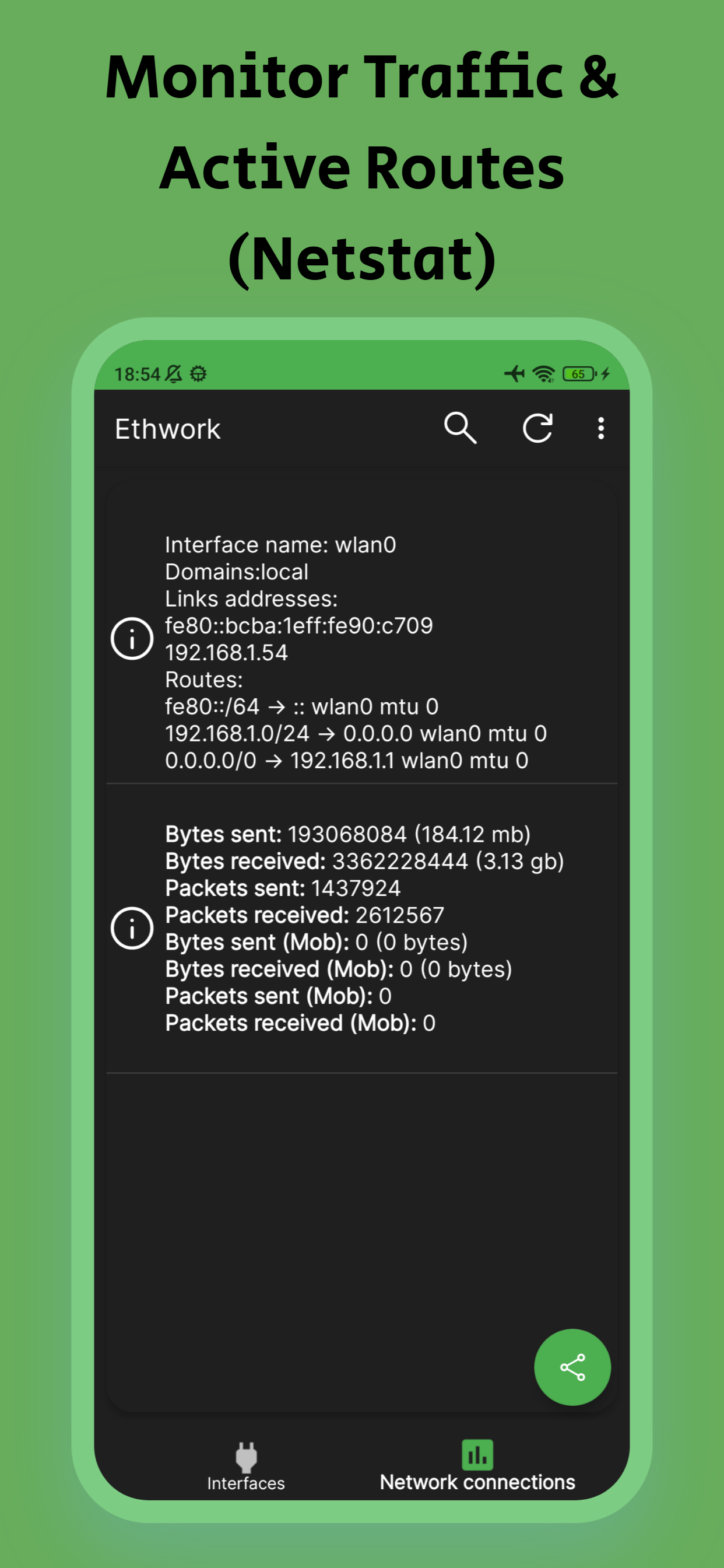 اسکرین شات 3 برنامه Ethwork: Network interfaces