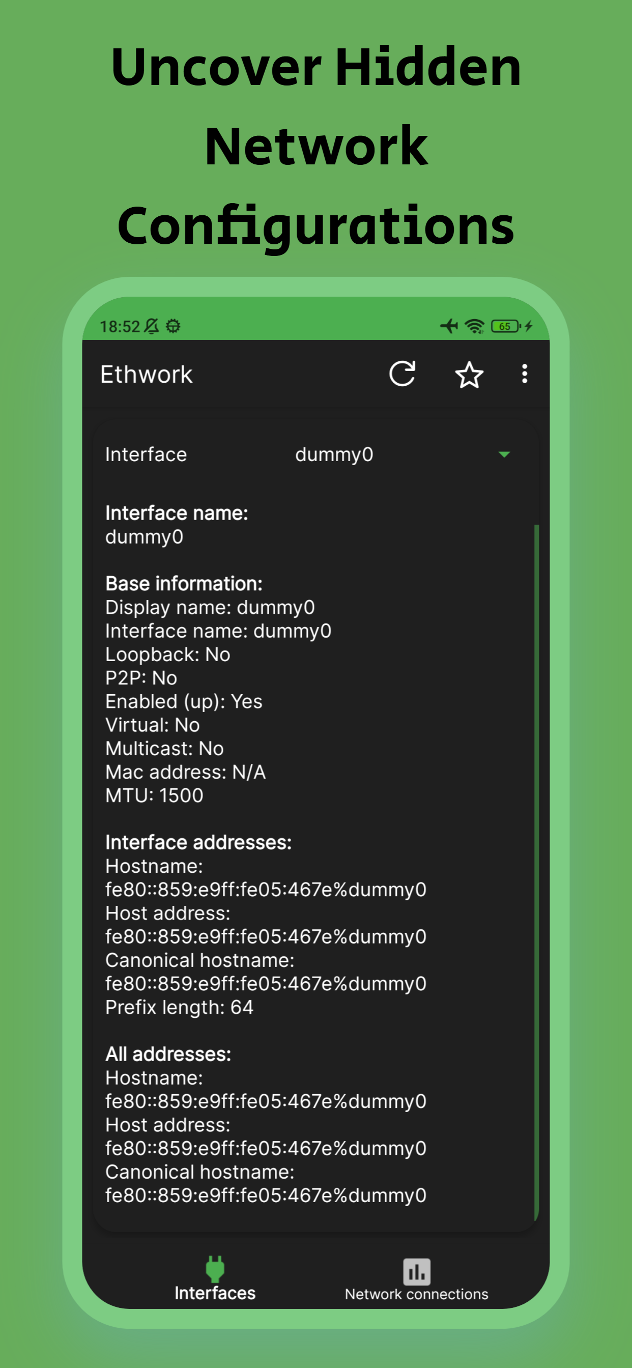 اسکرین شات 5 برنامه Ethwork: Network interfaces