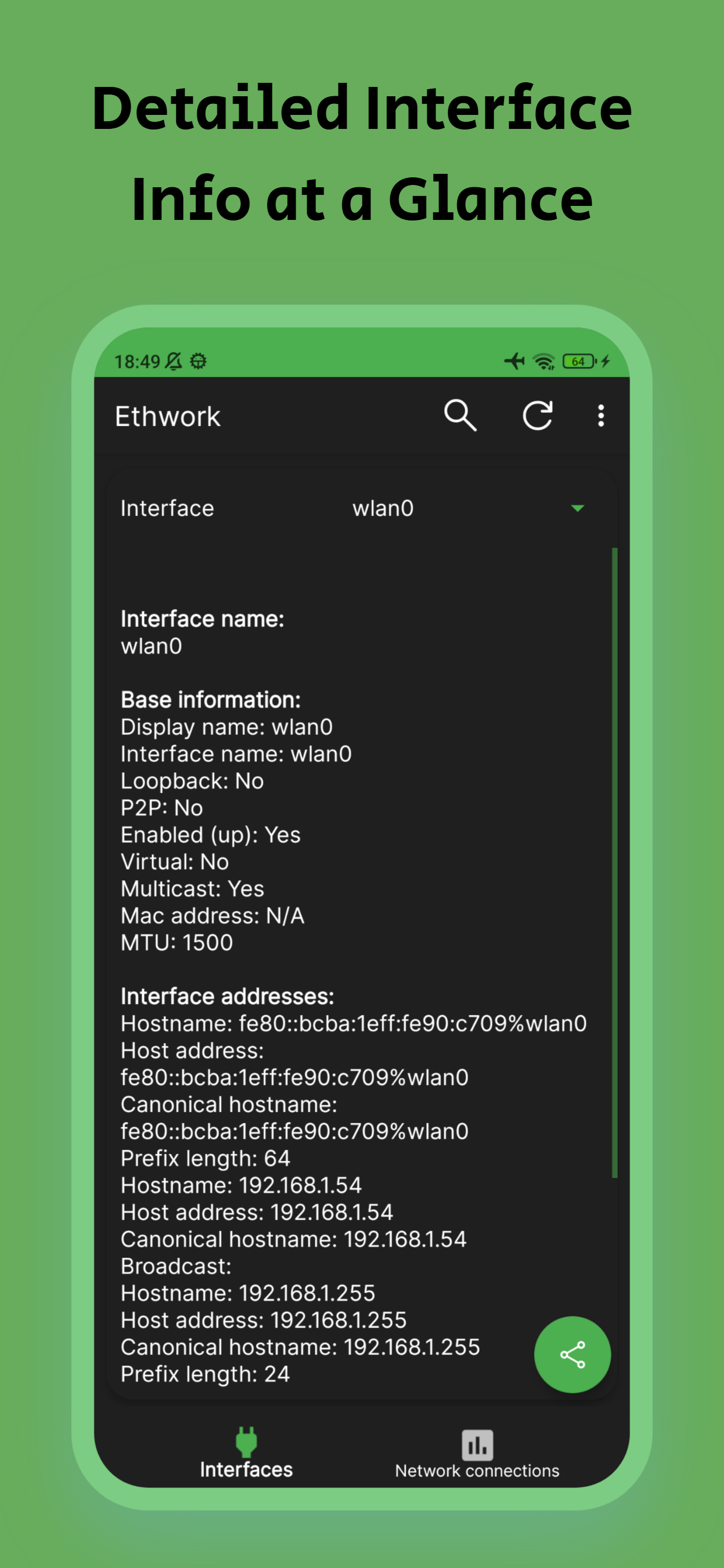 اسکرین شات 2 برنامه Ethwork: Network interfaces