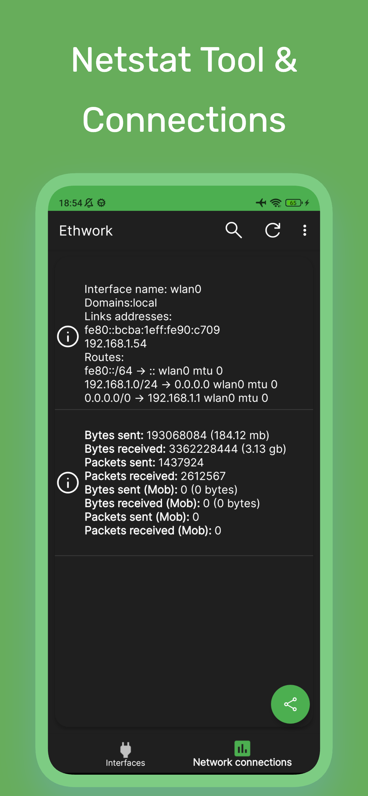 اسکرین شات 3 برنامه Ethwork: Netstat GUI
