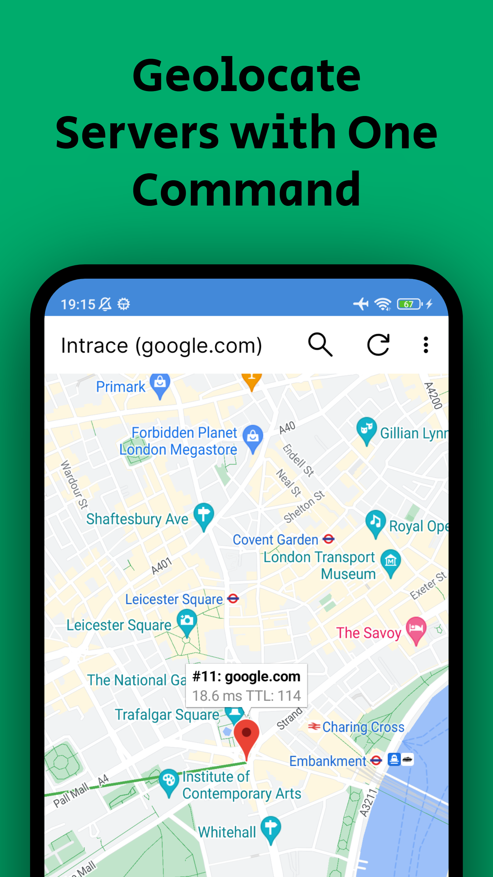 اسکرین شات 5 برنامه Intrace: Visual traceroute