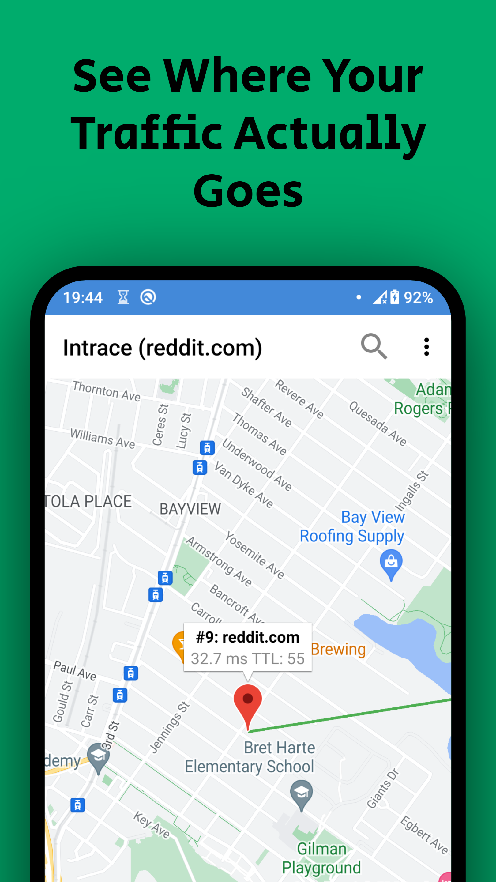 اسکرین شات 3 برنامه Intrace: Visual traceroute