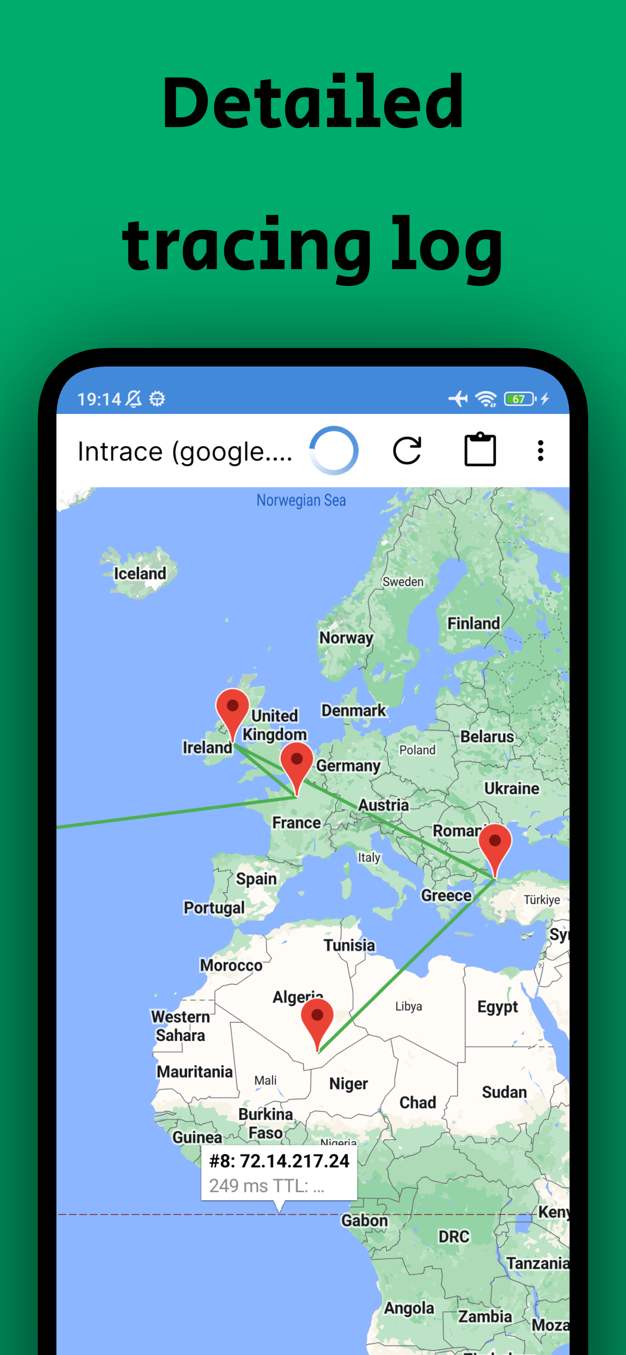 اسکرین شات 3 برنامه Intrace: Visual traceroute