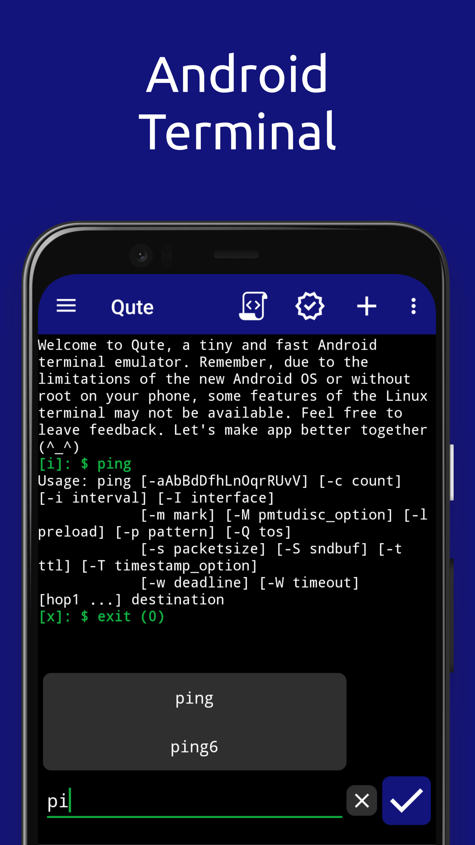اسکرین شات 1 برنامه Qute: Terminal emulator