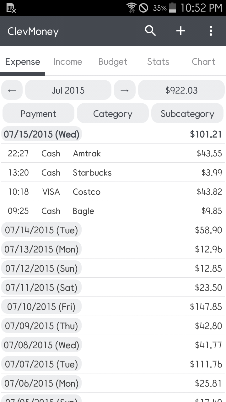 اسکرین شات 1 برنامه ClevMoney - Personal Finance