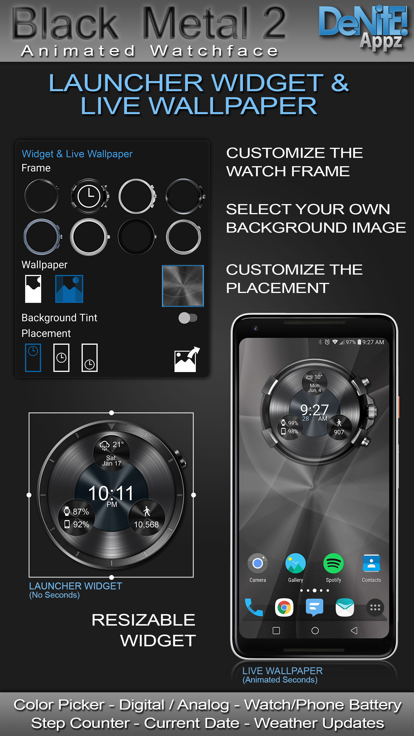 اسکرین شات 2 برنامه Black Metal 2 HD Watch Face