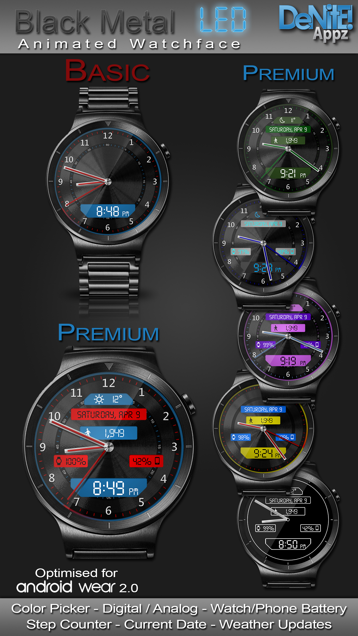 اسکرین شات 1 برنامه Black Metal LED HD Watch Face