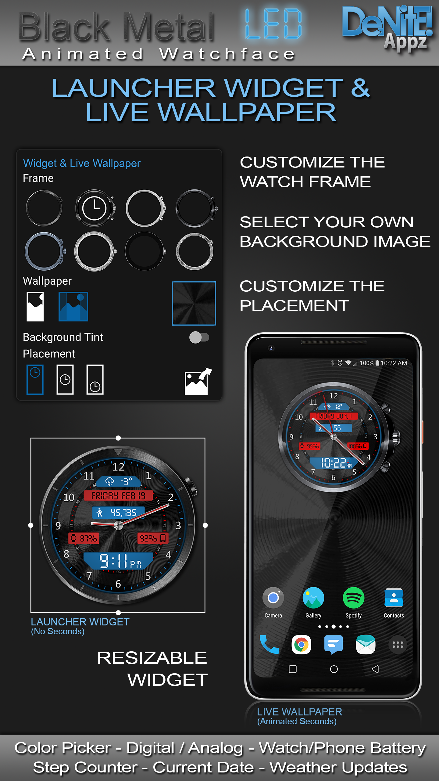 اسکرین شات 2 برنامه Black Metal LED HD Watch Face