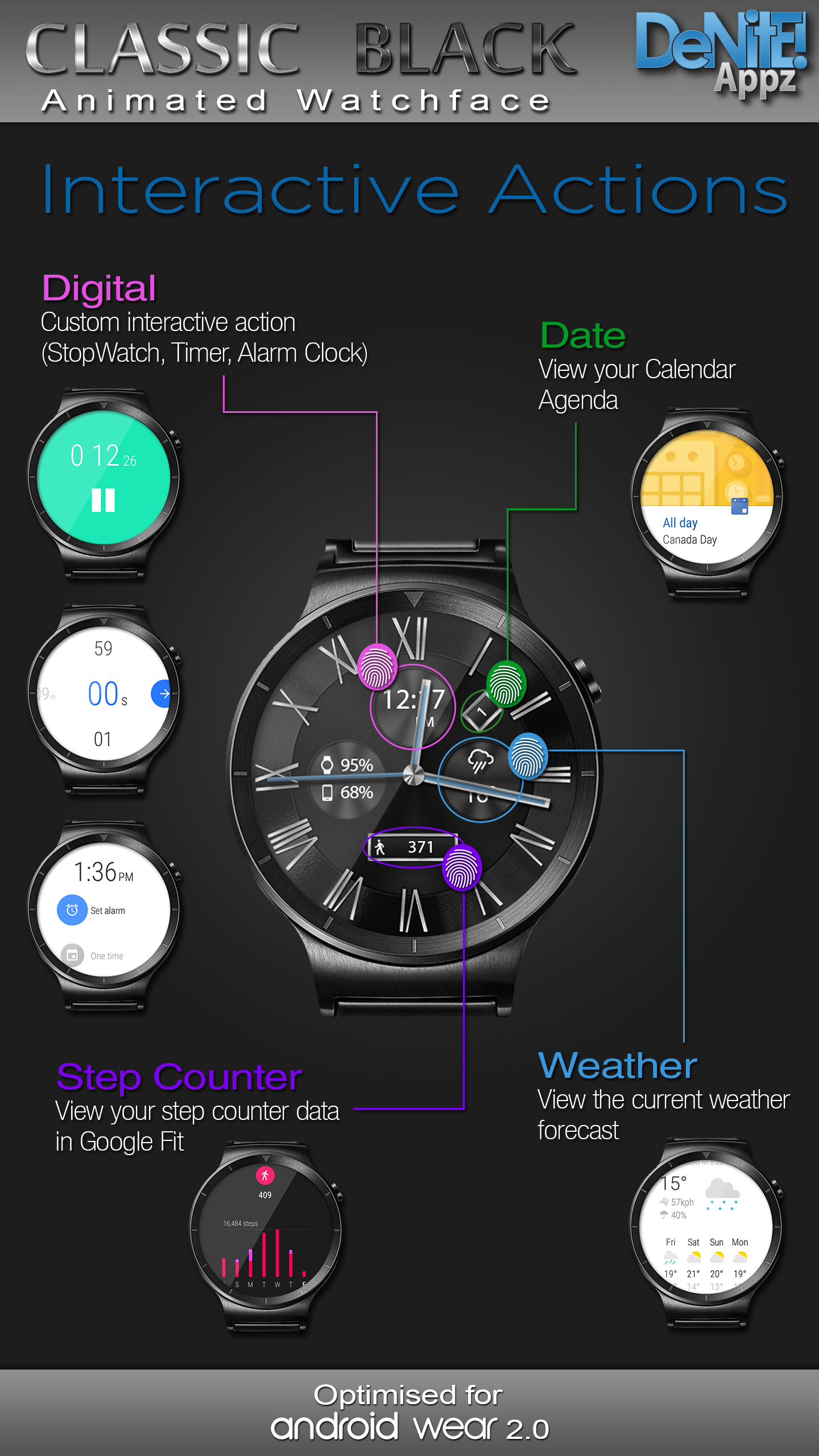 اسکرین شات 3 برنامه Classic Black HD Watch Face