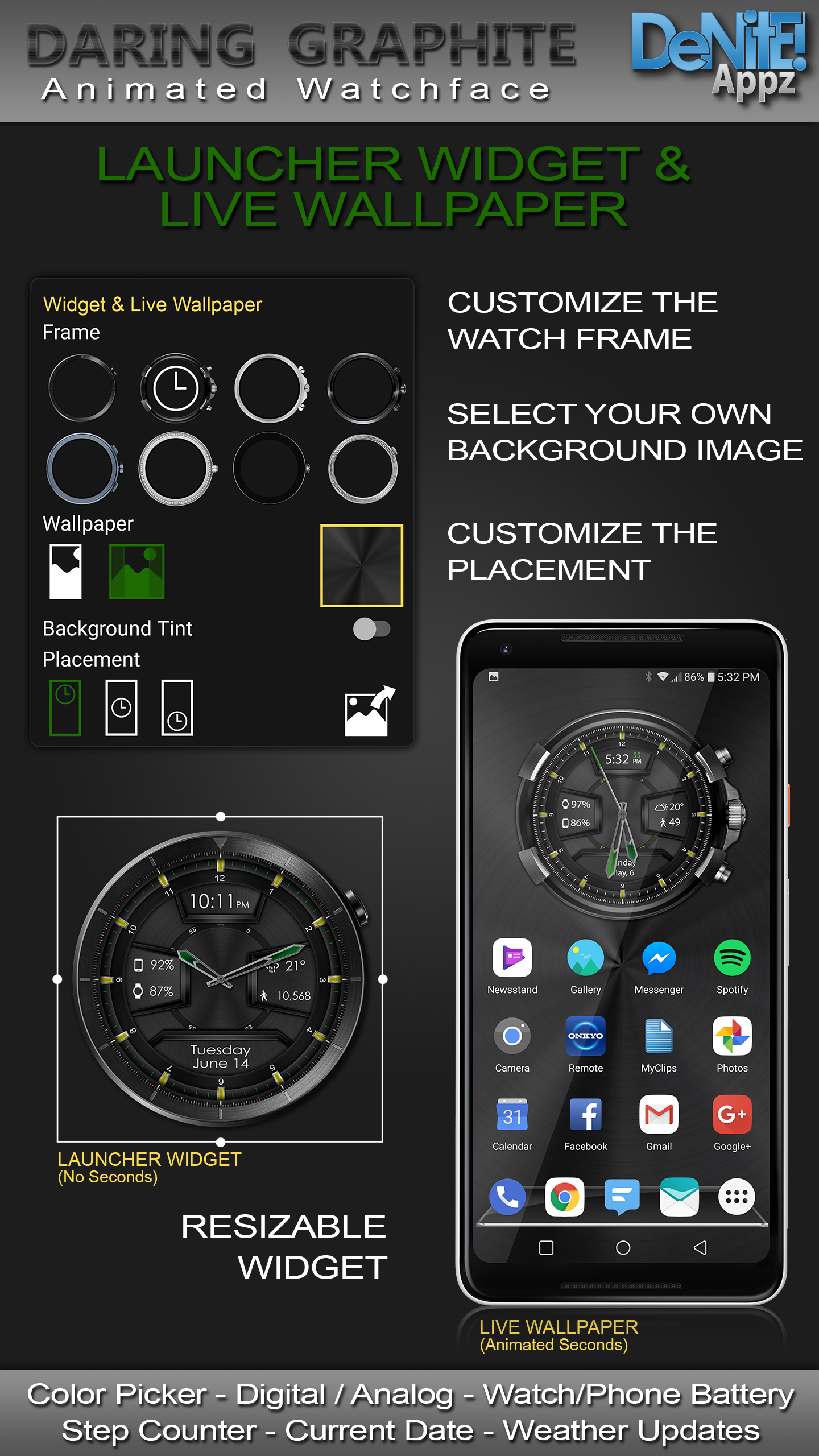 اسکرین شات 2 برنامه Daring Graphite HD Watch Face
