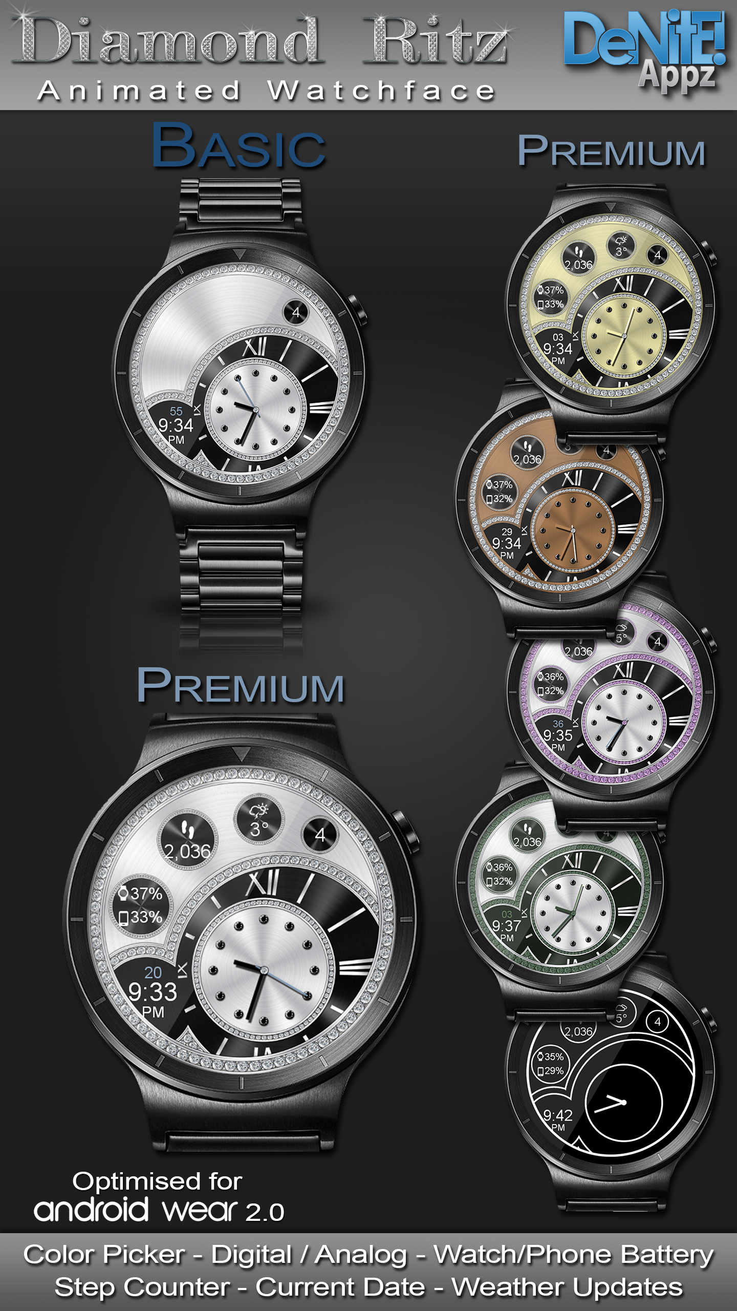 اسکرین شات 1 برنامه Diamond Ritz HD Watch Face