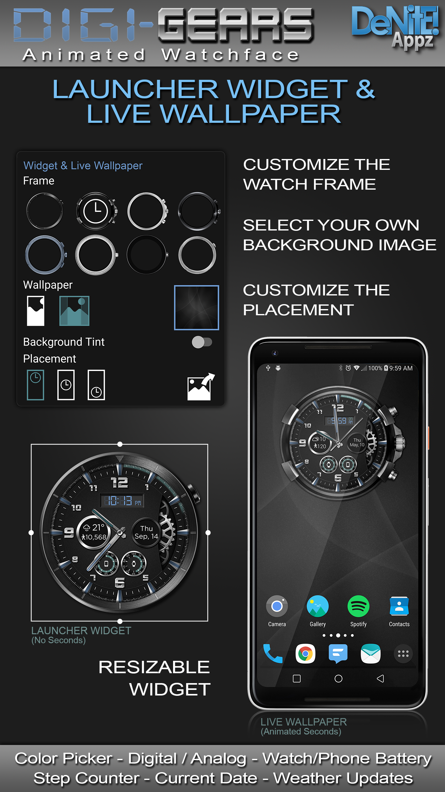 اسکرین شات 2 برنامه Digi-Gears HD Watch Face