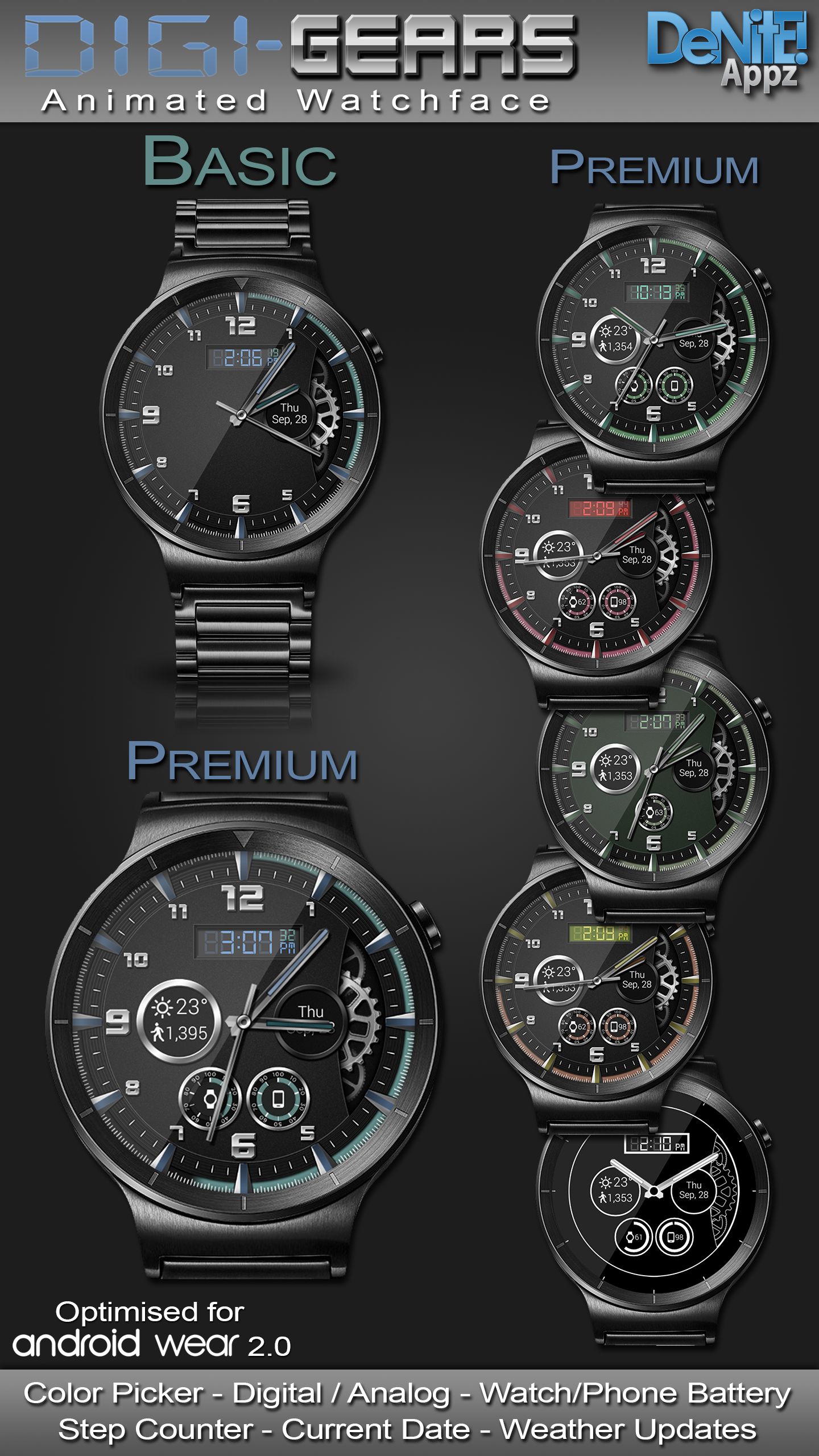 اسکرین شات 1 برنامه Digi-Gears HD Watch Face