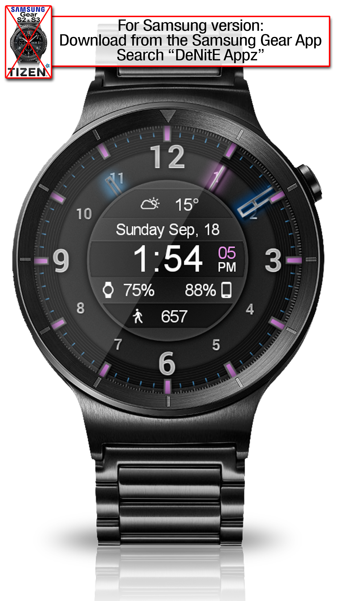 اسکرین شات 7 برنامه Galaxy Glow HD Watch Face