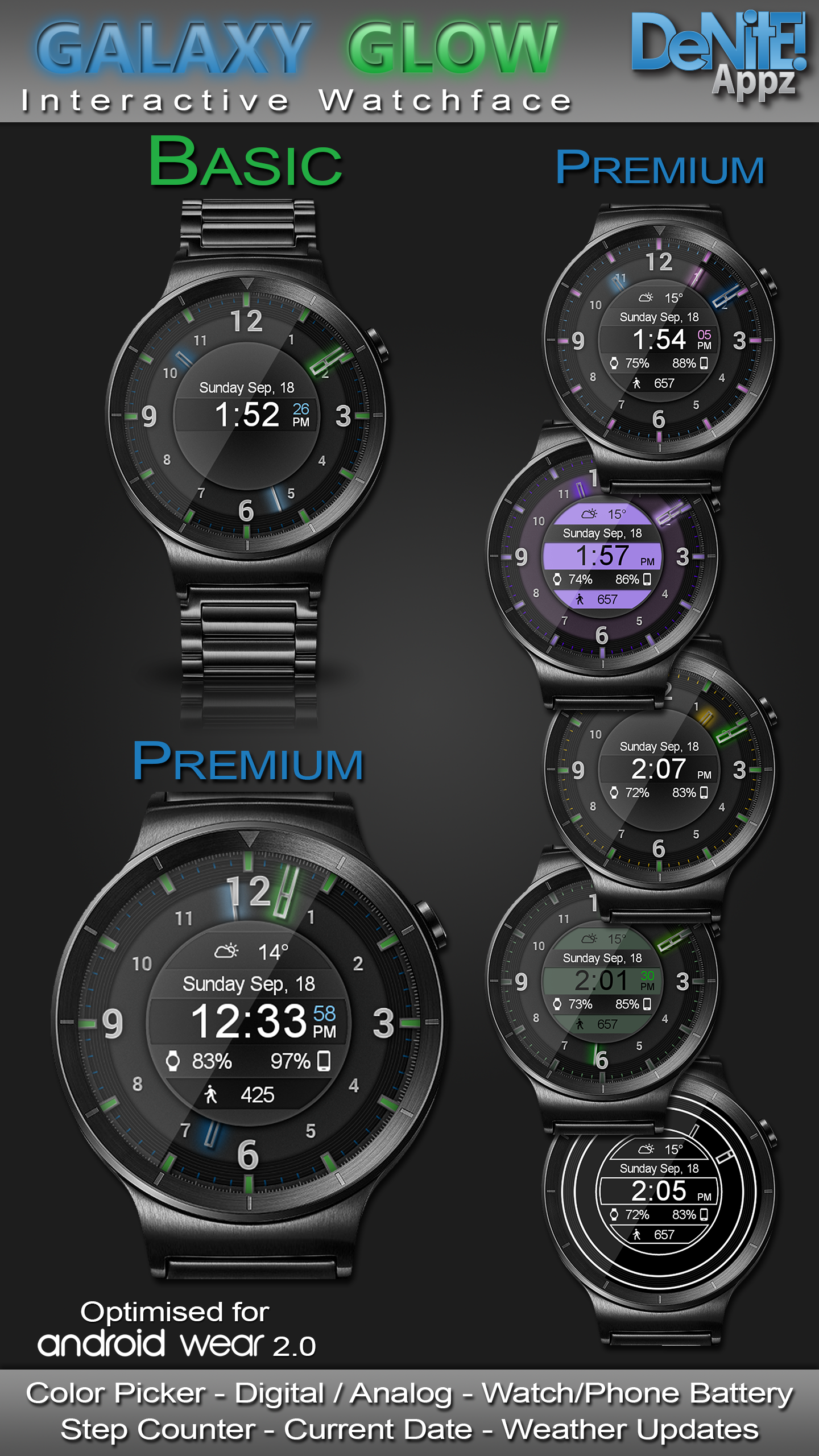 اسکرین شات 1 برنامه Galaxy Glow HD Watch Face