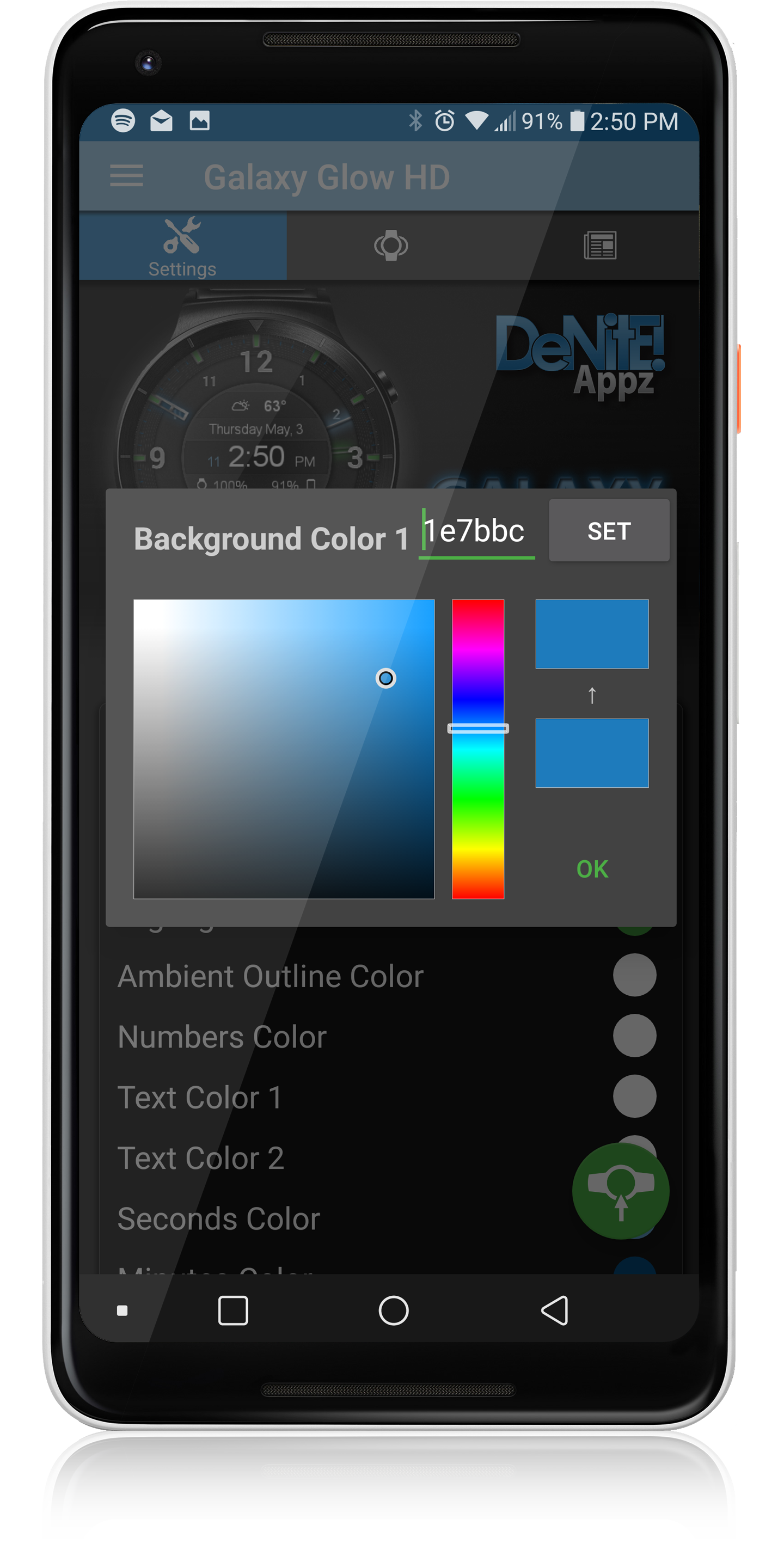اسکرین شات 5 برنامه Galaxy Glow HD Watch Face