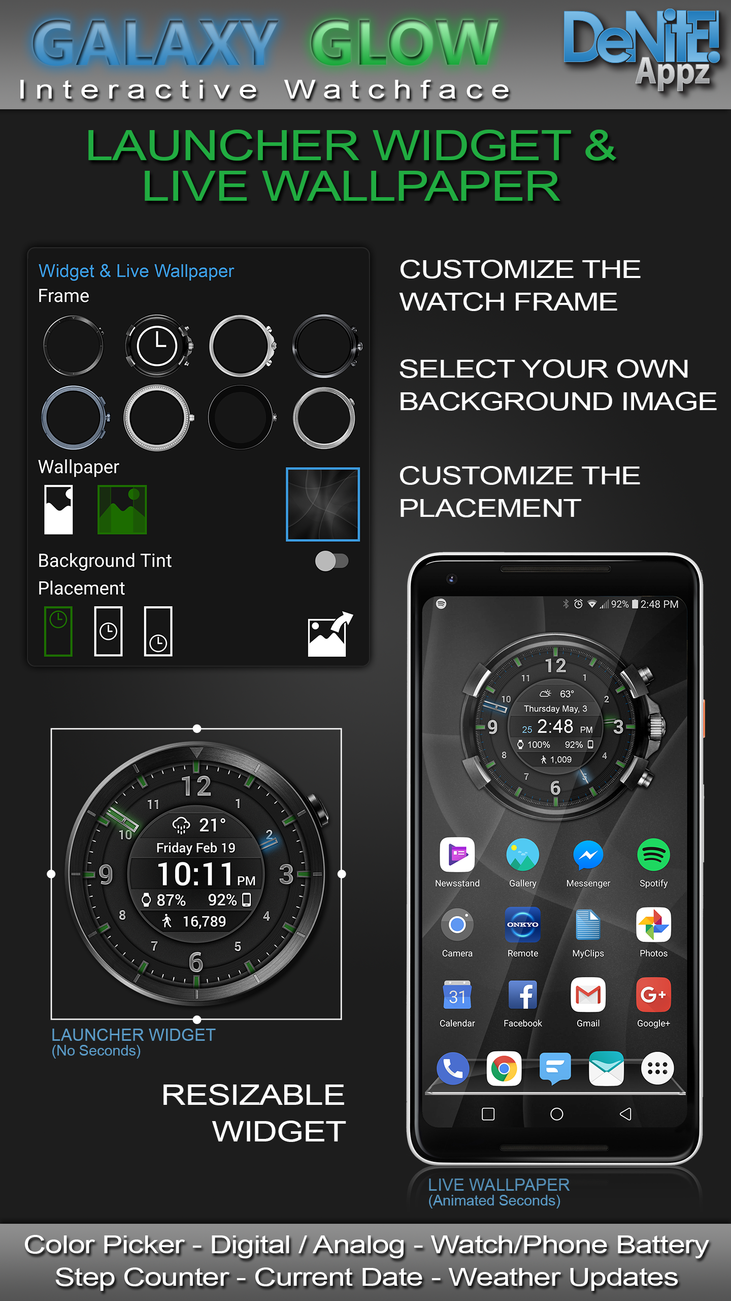 اسکرین شات 2 برنامه Galaxy Glow HD Watch Face