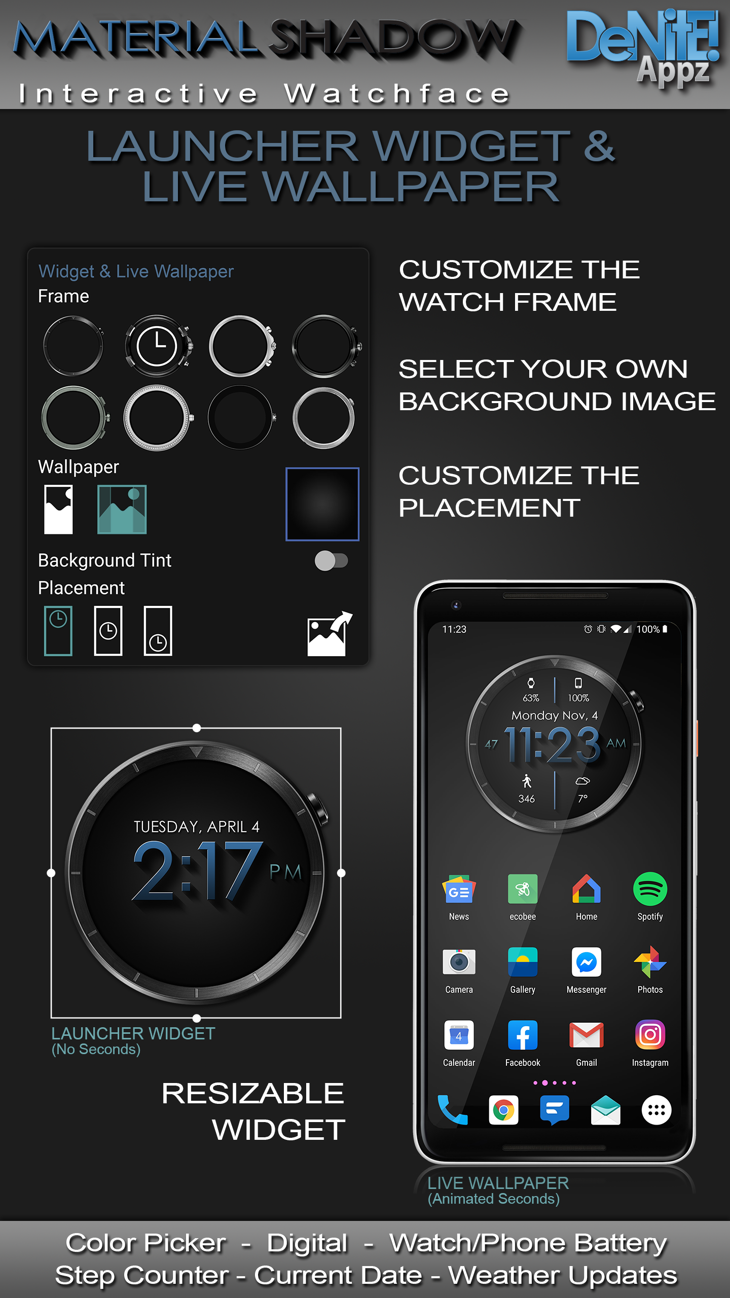 اسکرین شات 3 برنامه Material Shadow HD Watch Face