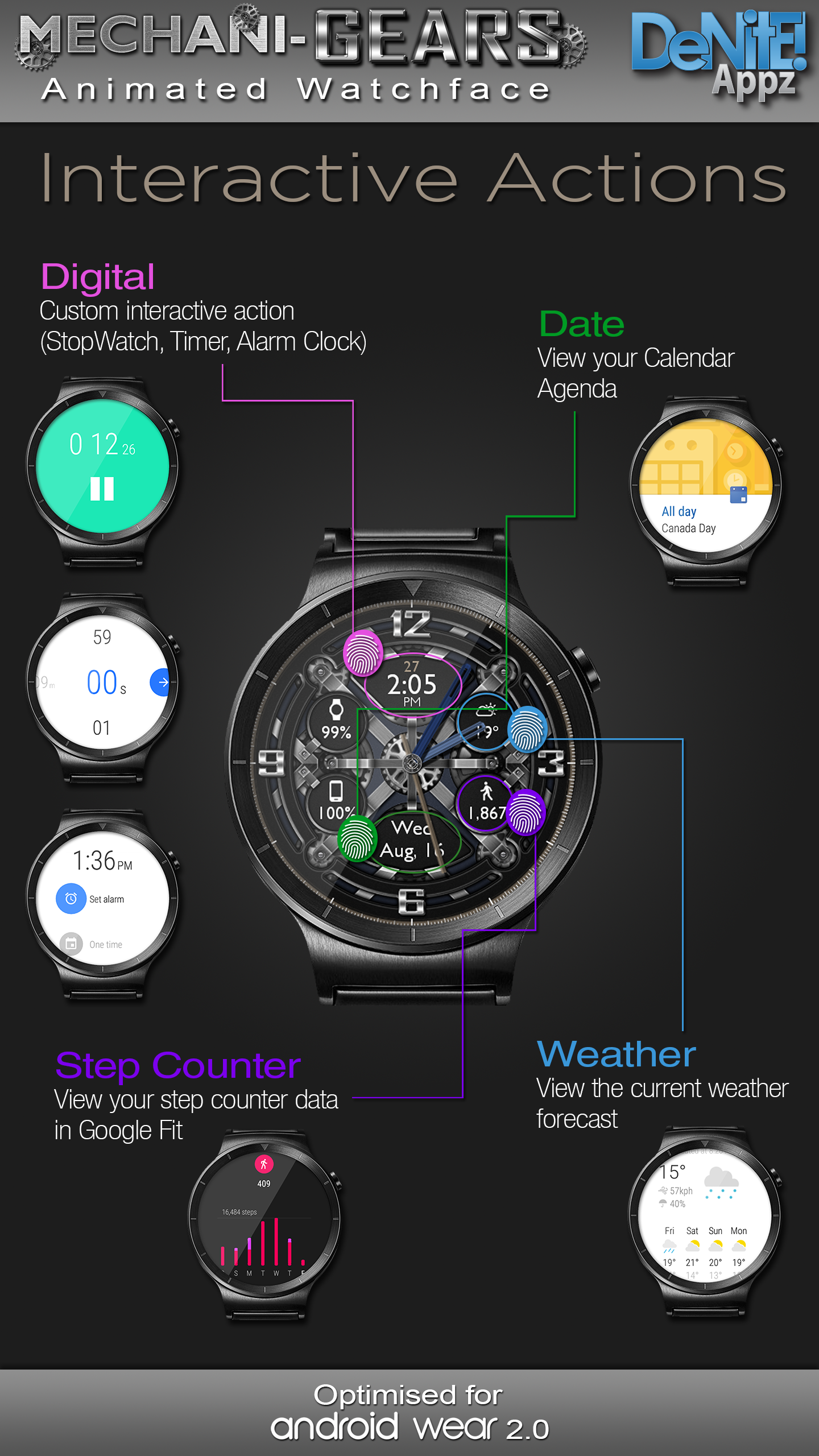 اسکرین شات 3 برنامه Mechani-Gears HD Watch Face