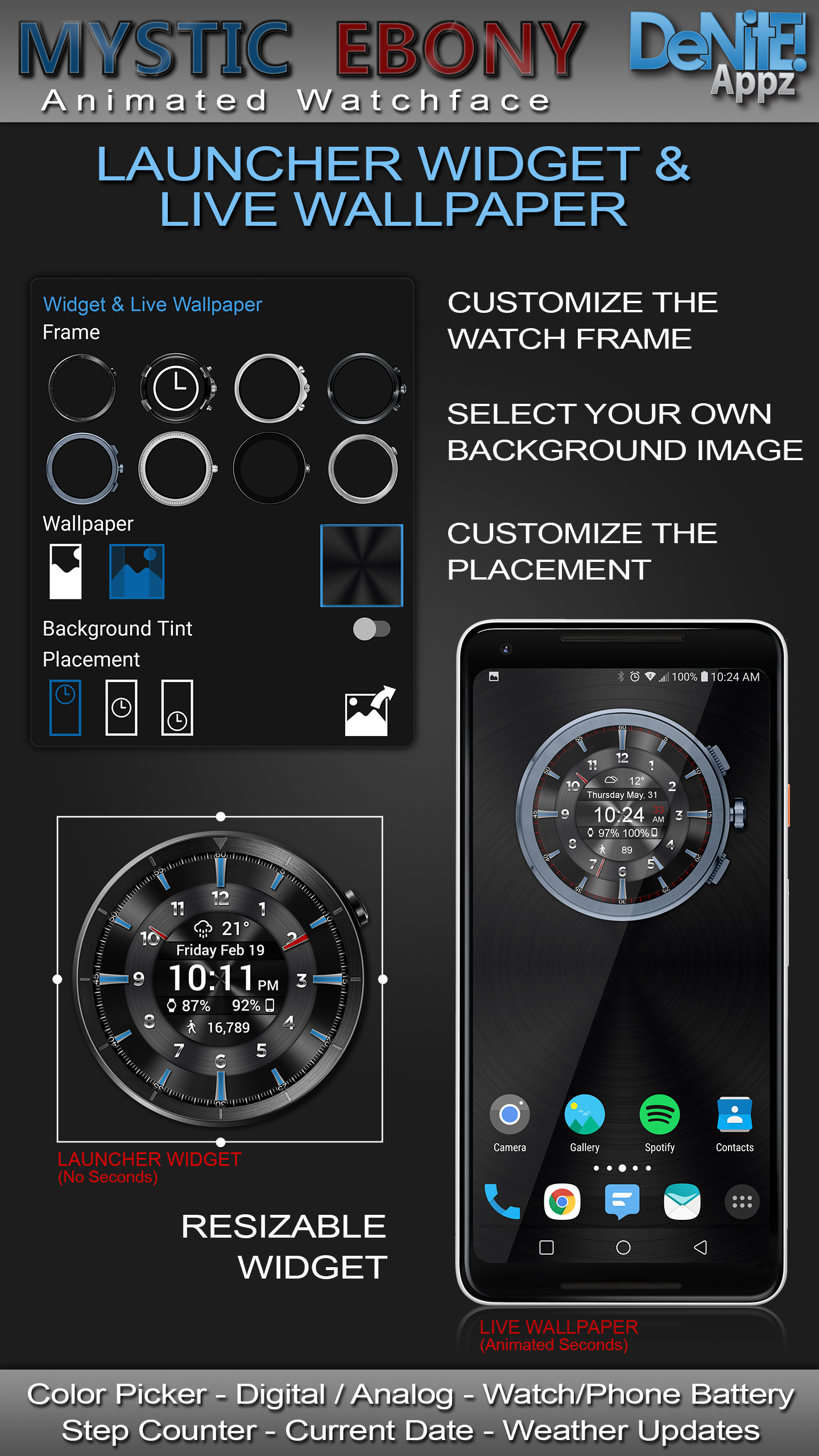 اسکرین شات 2 برنامه Mystic Ebony HD Watch Face
