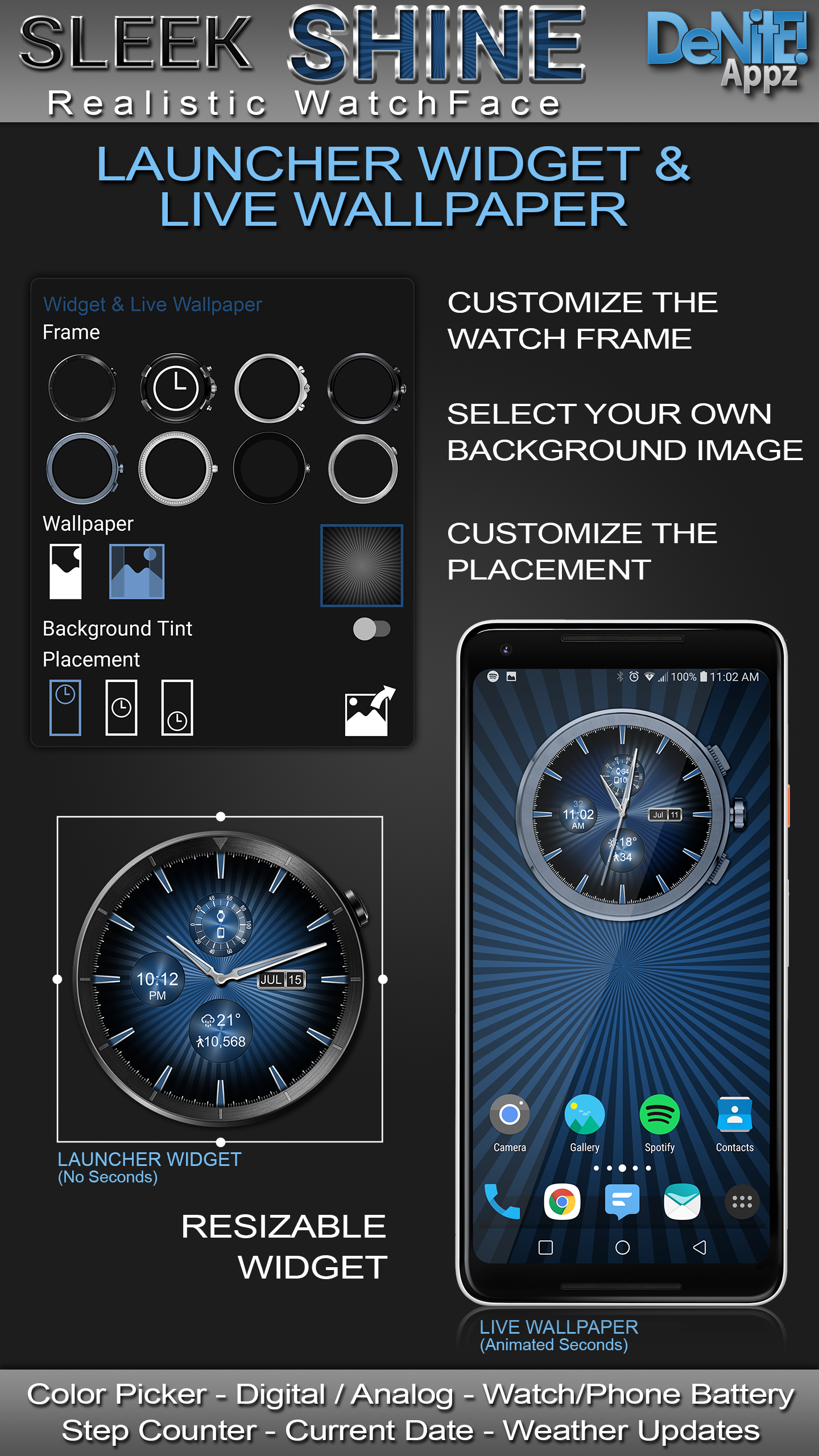 اسکرین شات 2 برنامه Sleek Shine HD Watch Face