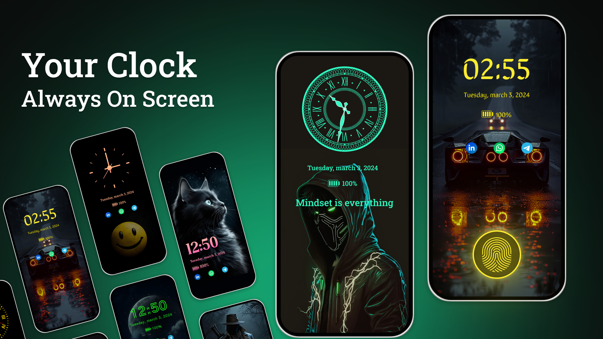 اسکرین شات 6 برنامه Always on display clock widget