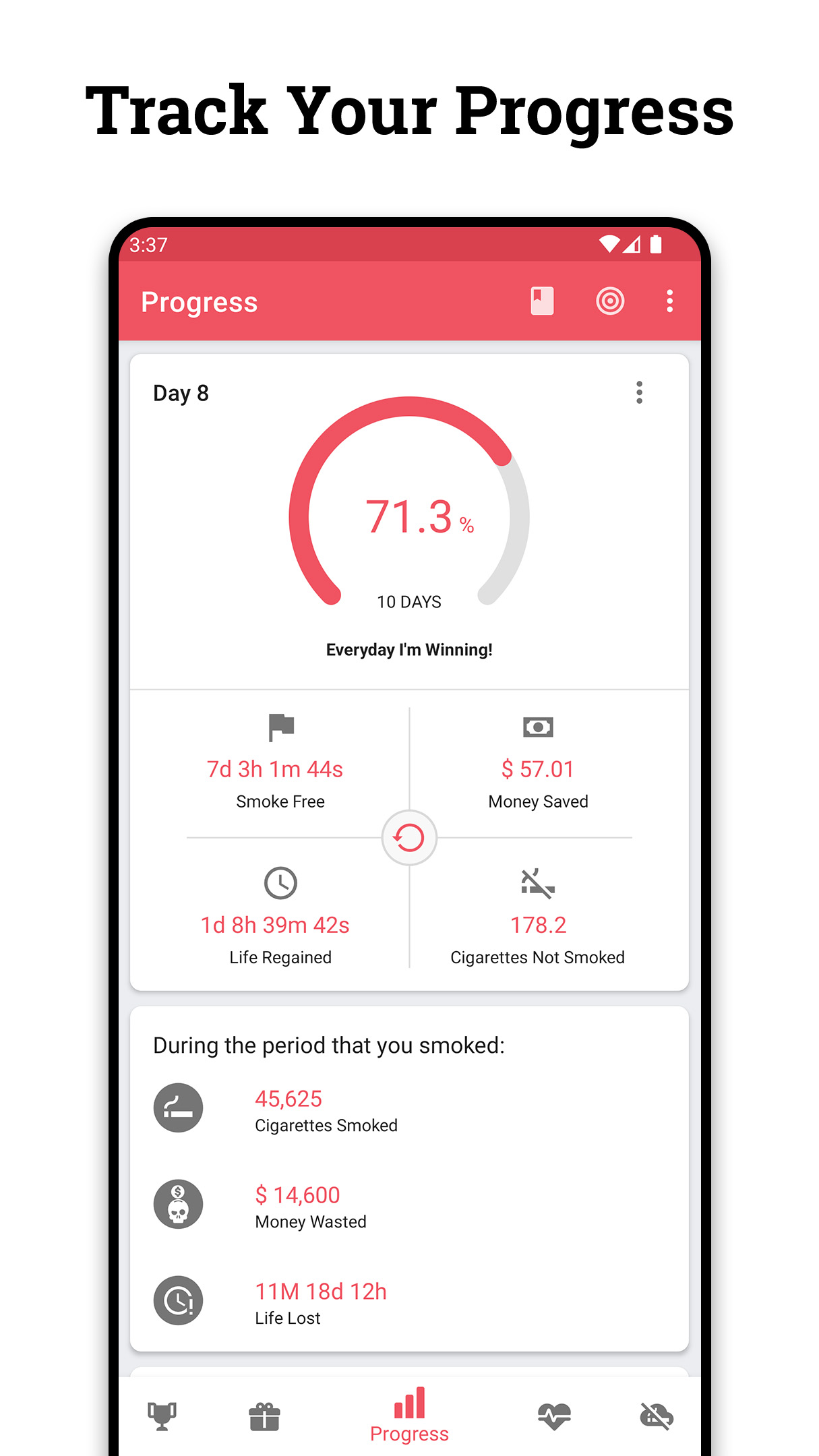اسکرین شات 2 برنامه Quit Tracker: Stop Smoking