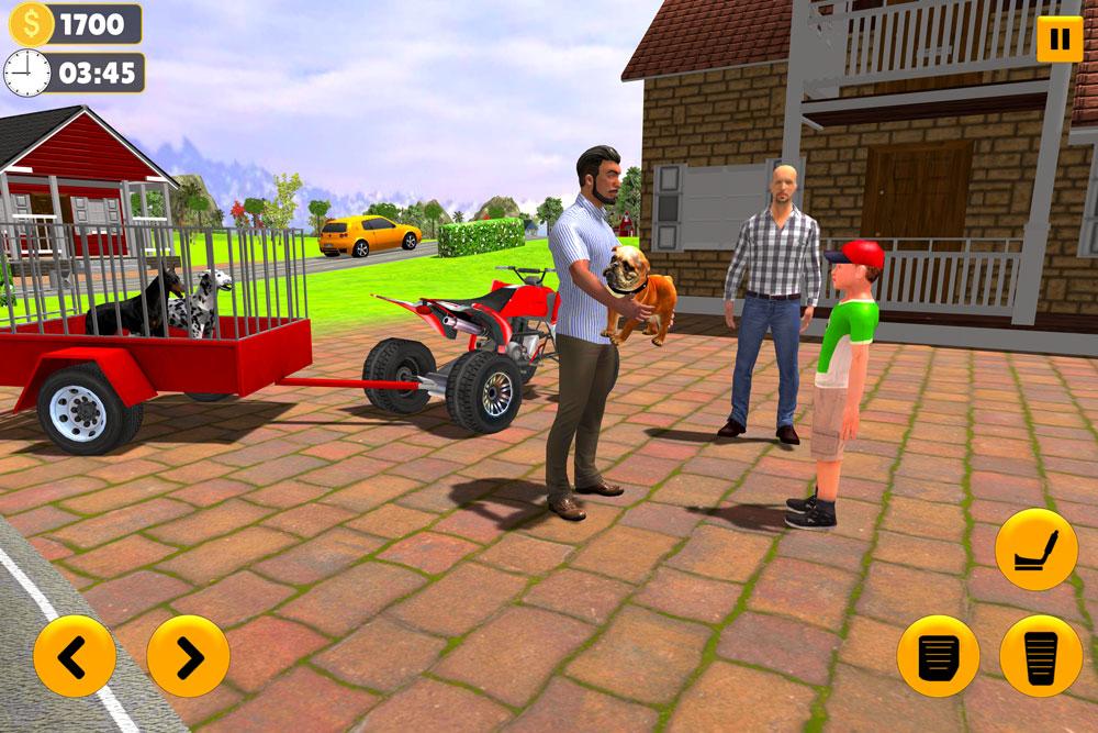 اسکرین شات 3 برنامه Pet Dog ATV Cargo Transport 3D