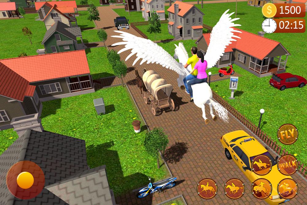 اسکرین شات 1 برنامه Unicorn Horse Taxi Driving 3D