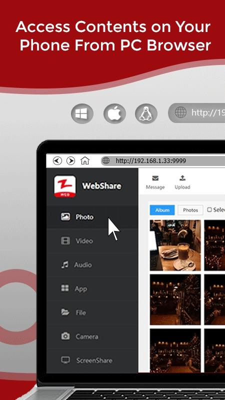 اسکرین شات 1 برنامه Zapya WebShare - File Sharing