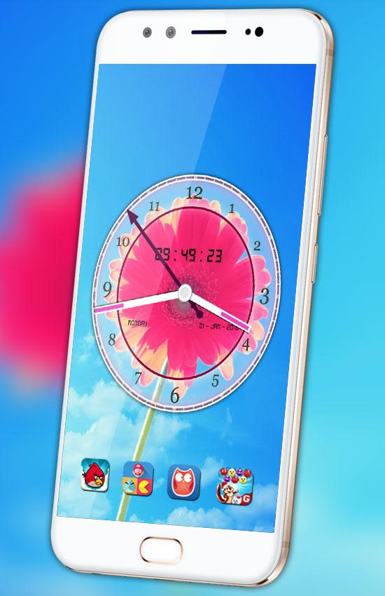 اسکرین شات 4 برنامه Flower Clock Live Wallpaper