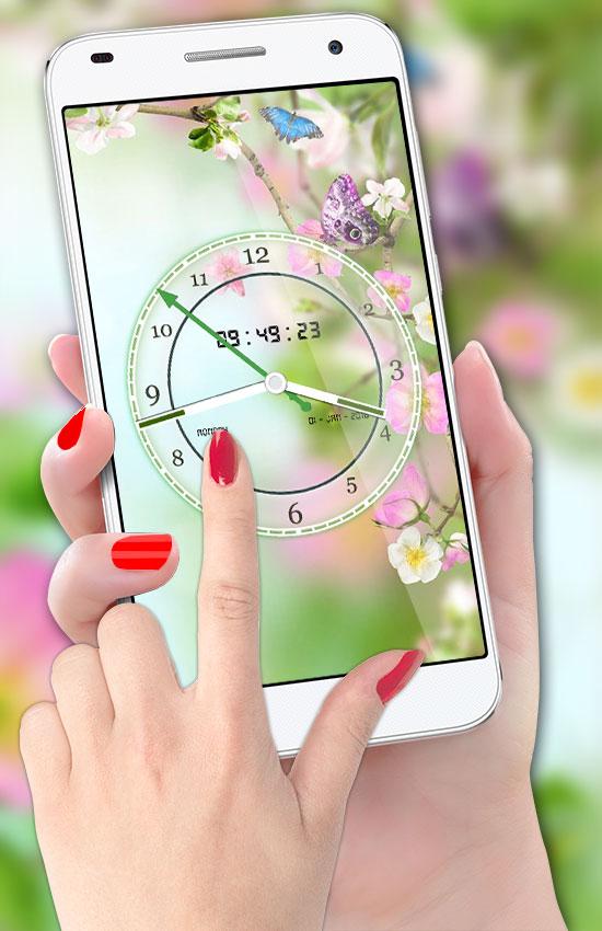 اسکرین شات 1 برنامه Flower Clock Live Wallpaper