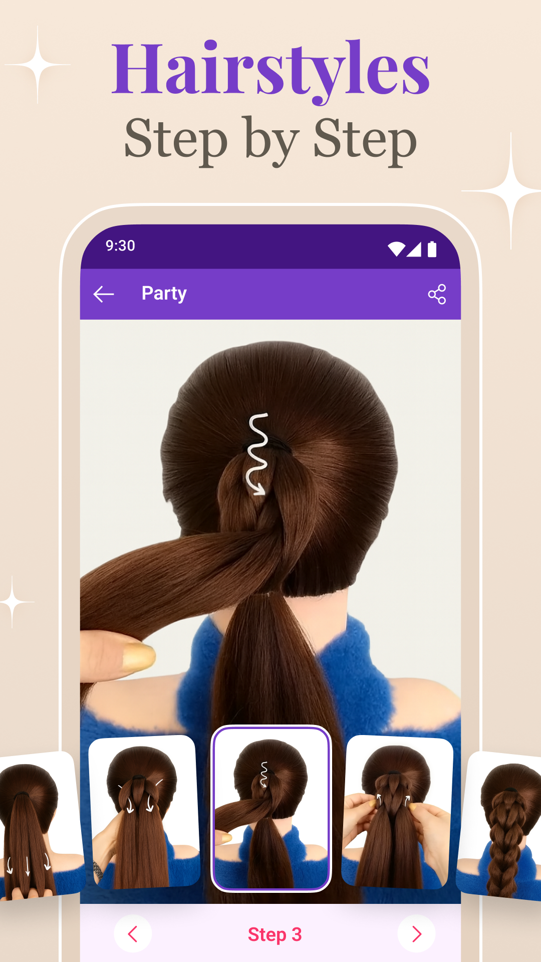 اسکرین شات 3 برنامه Step by Step Hairstyle App