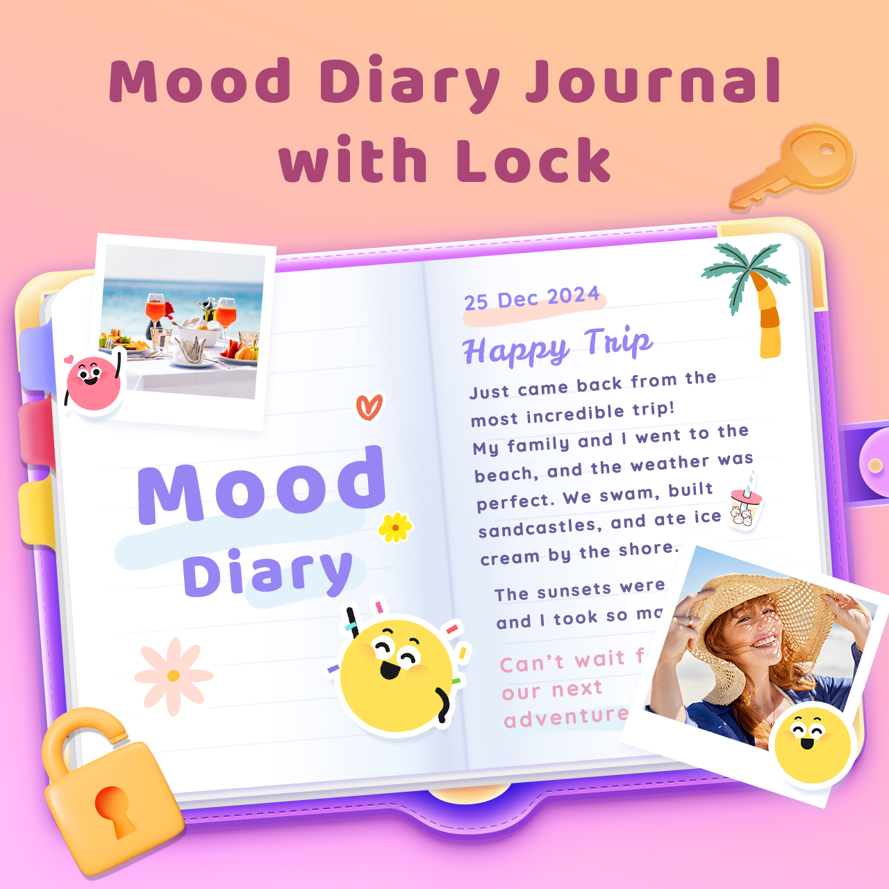اسکرین شات 1 برنامه My Diary With Lock: Mood Diary