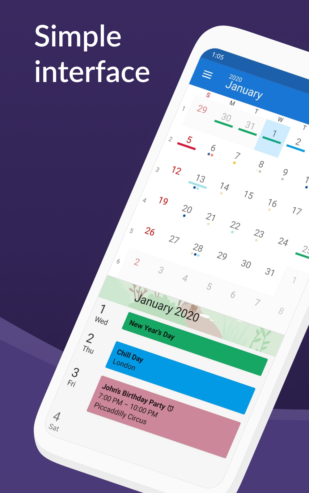 اسکرین شات 1 برنامه DigiCal Calendar Agenda